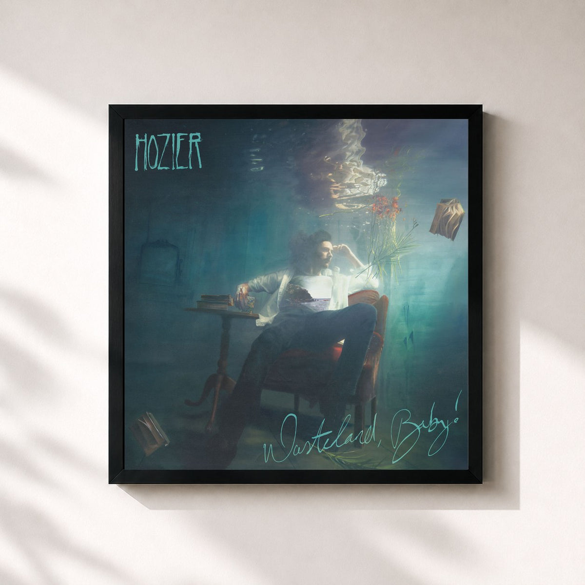 #noir Tableau carré de l'album Wasteland, Baby! de Hozier, cadre noir 32x32 cm
