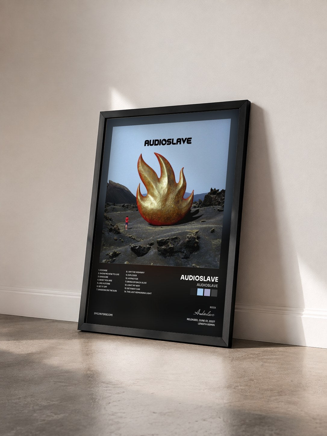 #noir Tableau de l'album Audioslave de Audioslave vu de trois quarts, cadre noir