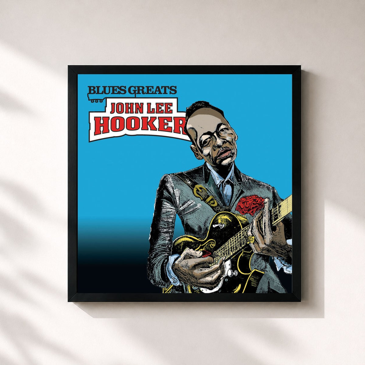 #noir Blues Greats: John Lee Hooker de John Lee Hooker en lámina cuadrada enmarcada, marco negro de 32x32 cm