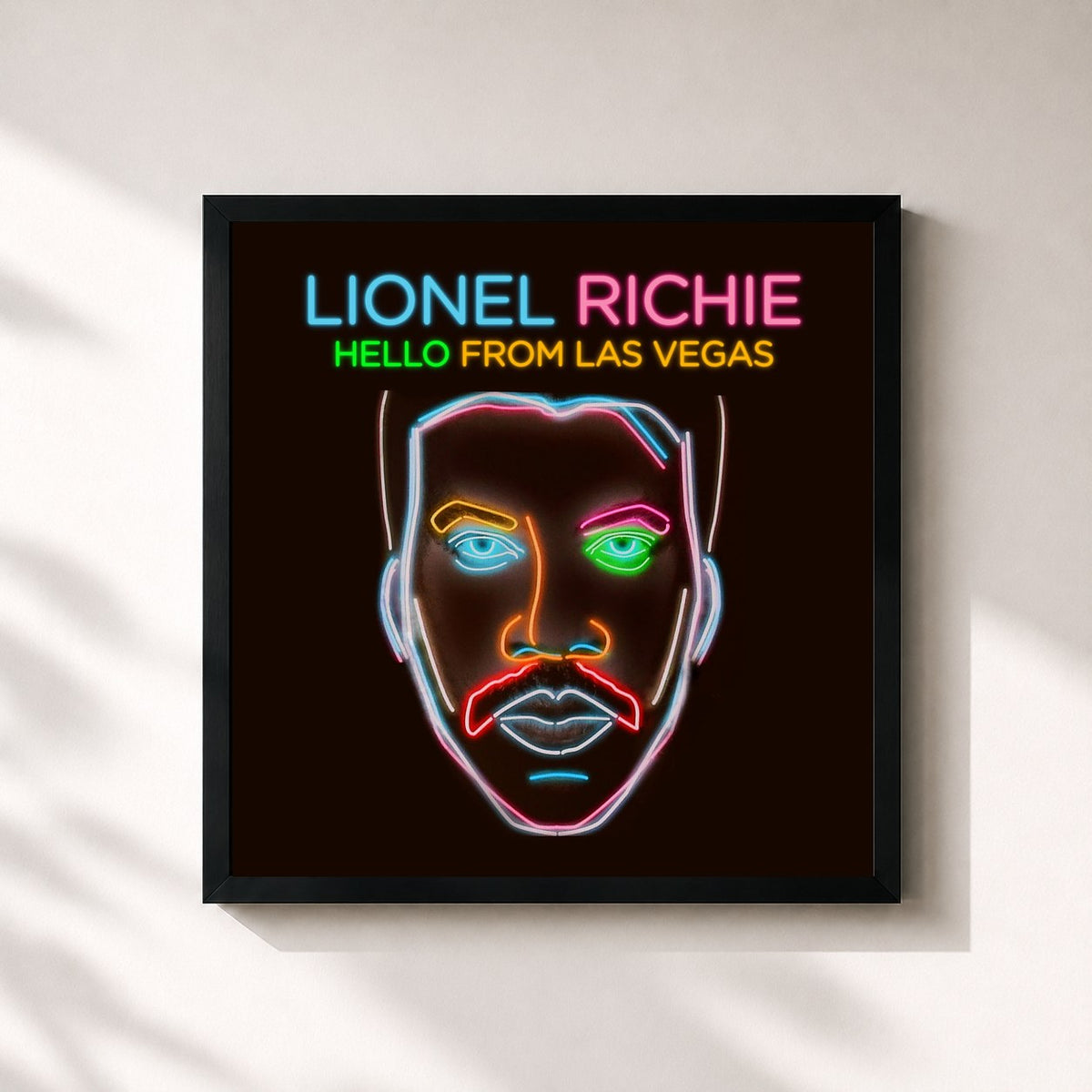 #noir Tableau carré de l'album Hello From Las Vegas (Deluxe) de Lionel Richie, cadre noir 32x32 cm