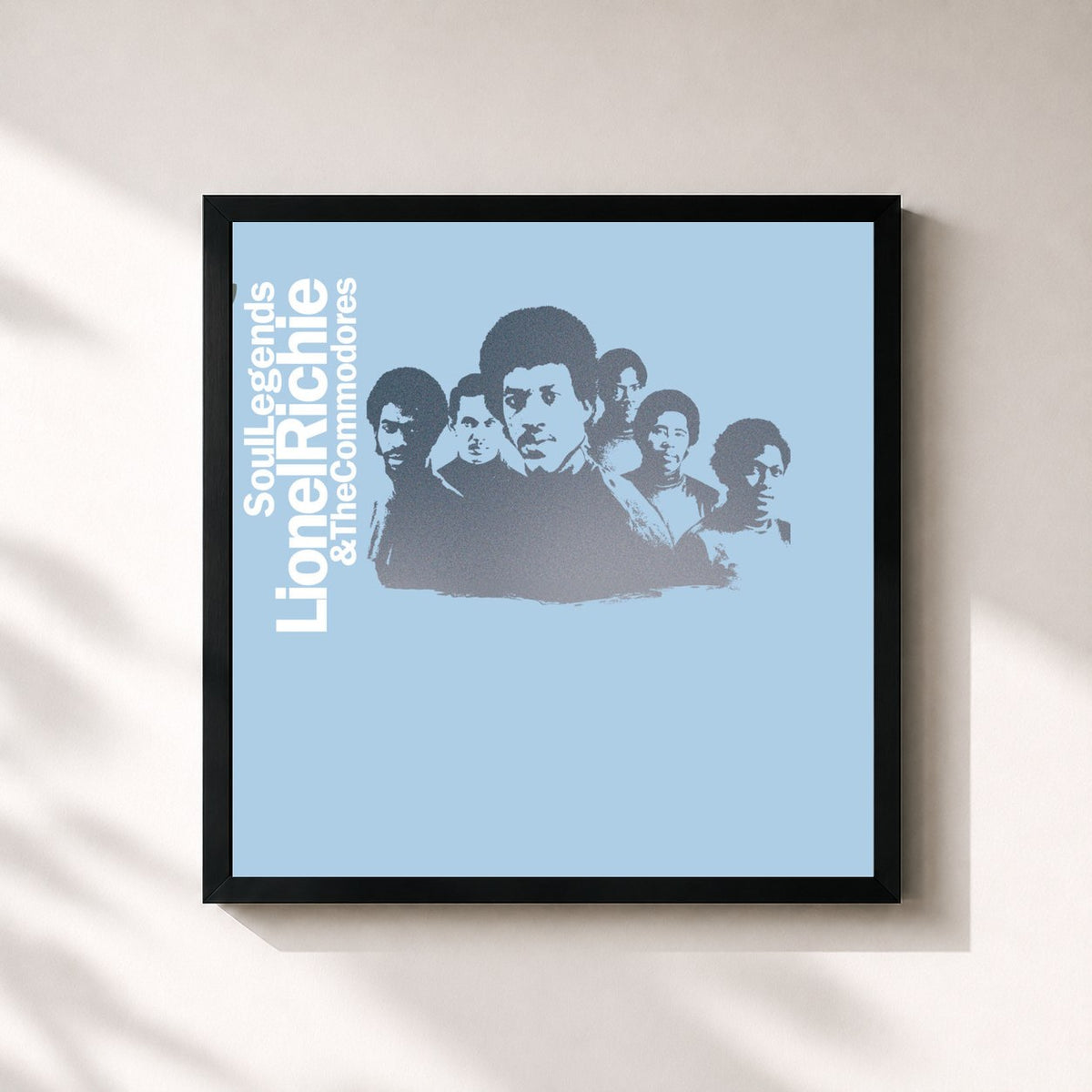 #noir Tableau carré de l'album Soul Legends de Lionel Richie, cadre noir 32x32 cm