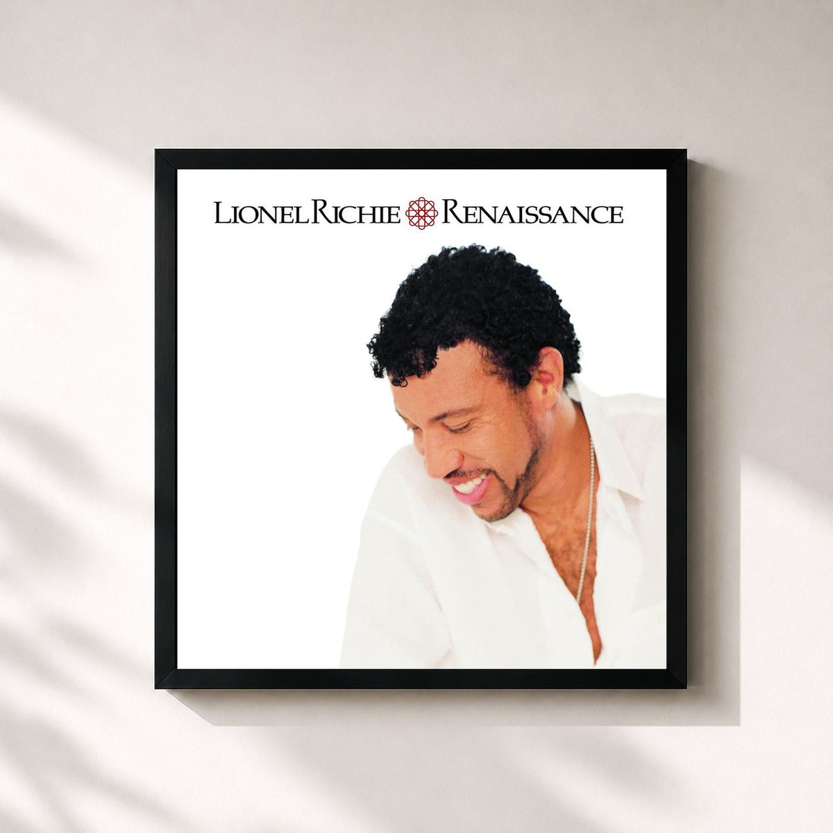 #noir Tableau carré de l'album Renaissance de Lionel Richie, cadre noir 32x32 cm