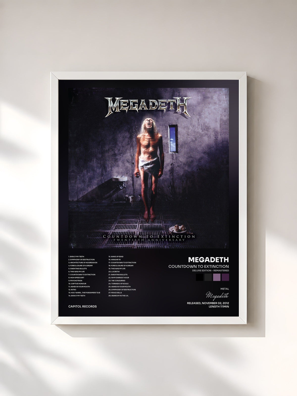 #blanc Tableau de l'album Countdown To Extinction (Deluxe Edition - Remastered) de Megadeth, cadre blanc, imprimé et encadré en France