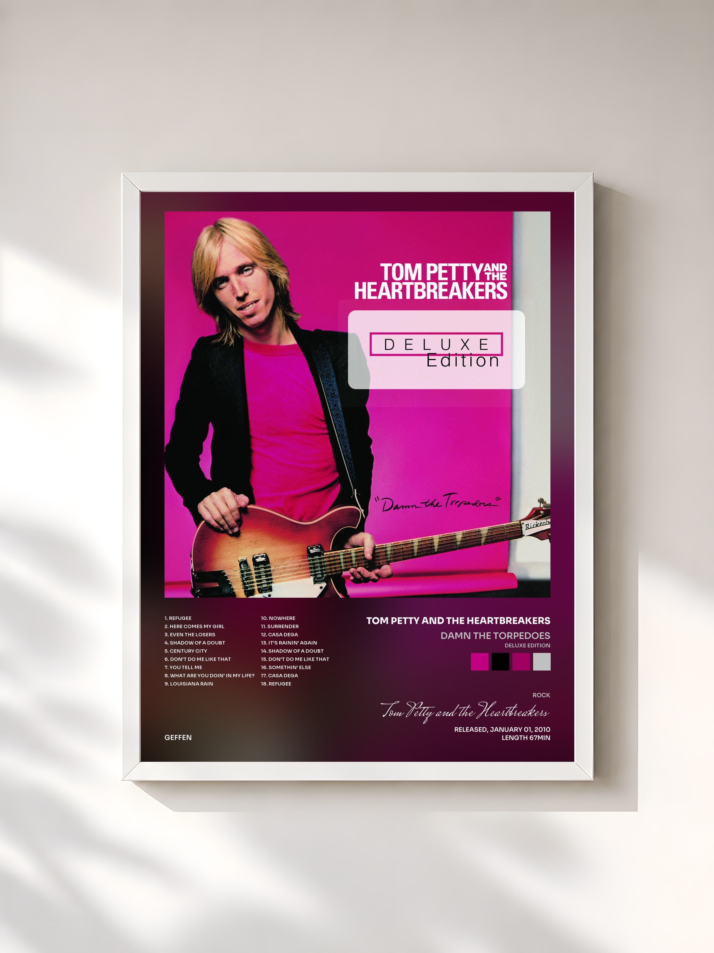 #blanc Tableau de l'album Damn The Torpedoes (Deluxe Edition) de Tom Petty and the Heartbreakers, cadre blanc, imprimé et encadré en France