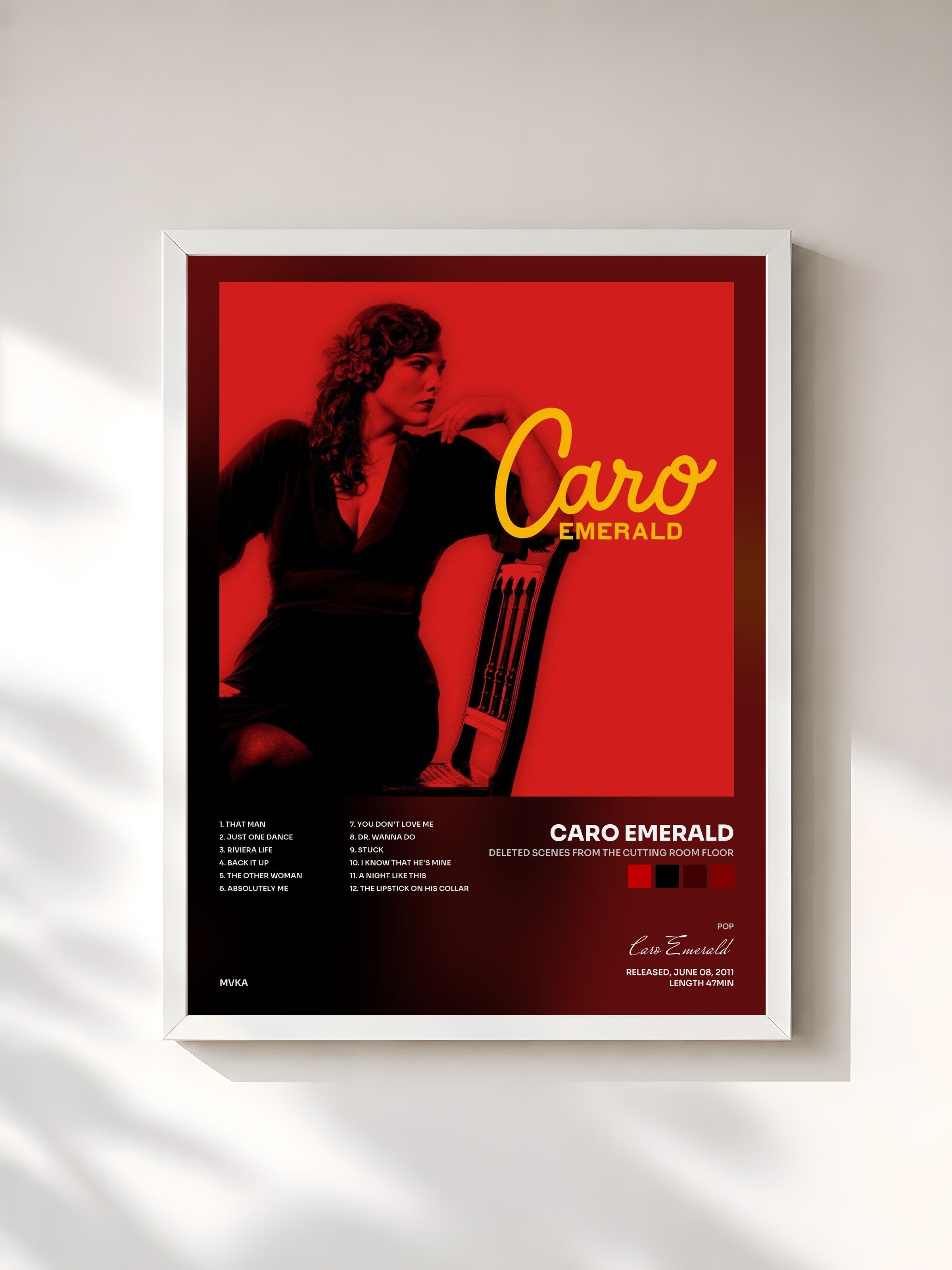 #blanc Tableau de l'album Deleted Scenes From The Cutting Room Floor de Caro Emerald, cadre blanc, imprimé et encadré en France