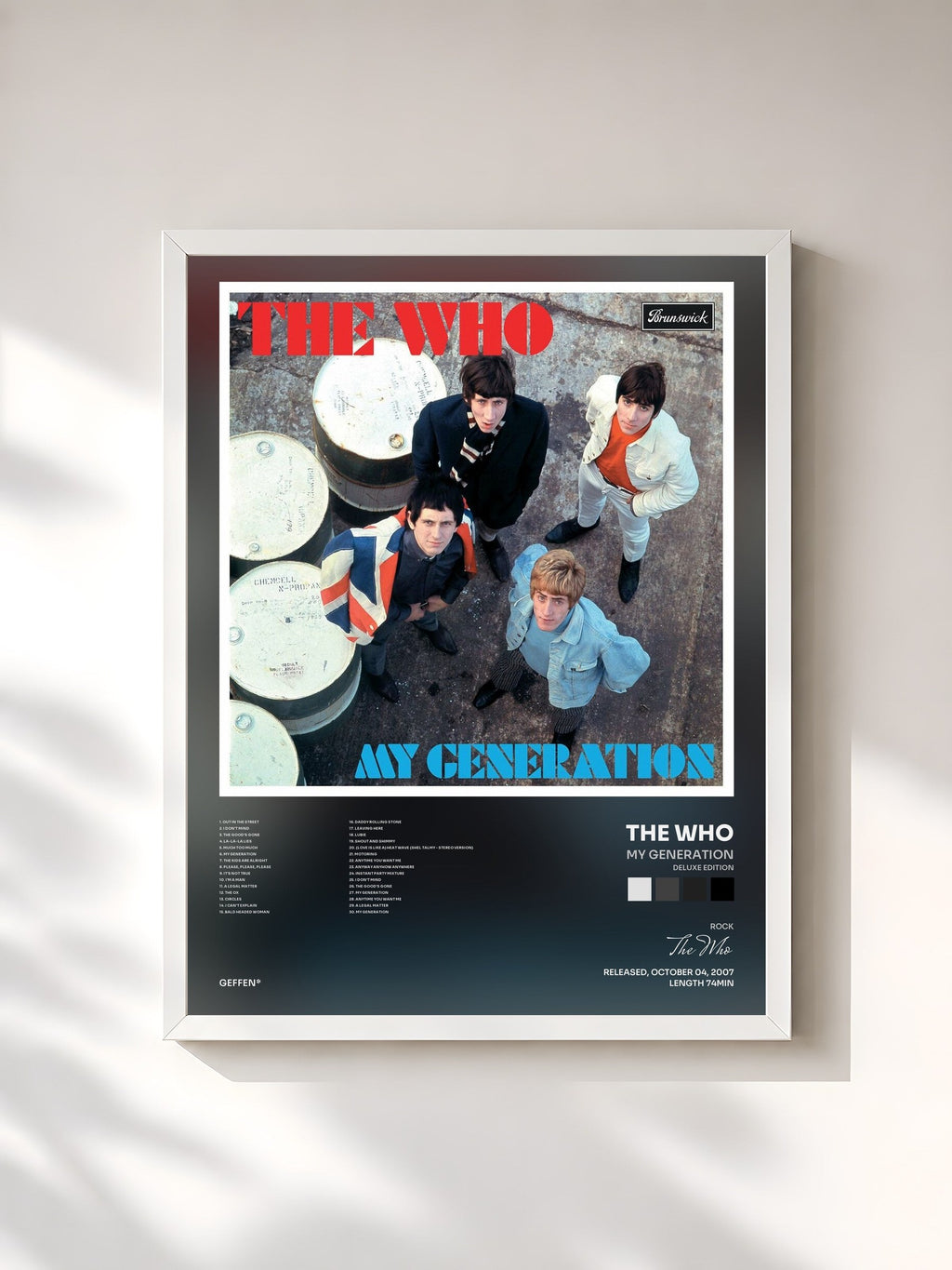 #blanc Tableau de l'album My Generation (Deluxe Edition) de The Who, cadre blanc, imprimé et encadré en France