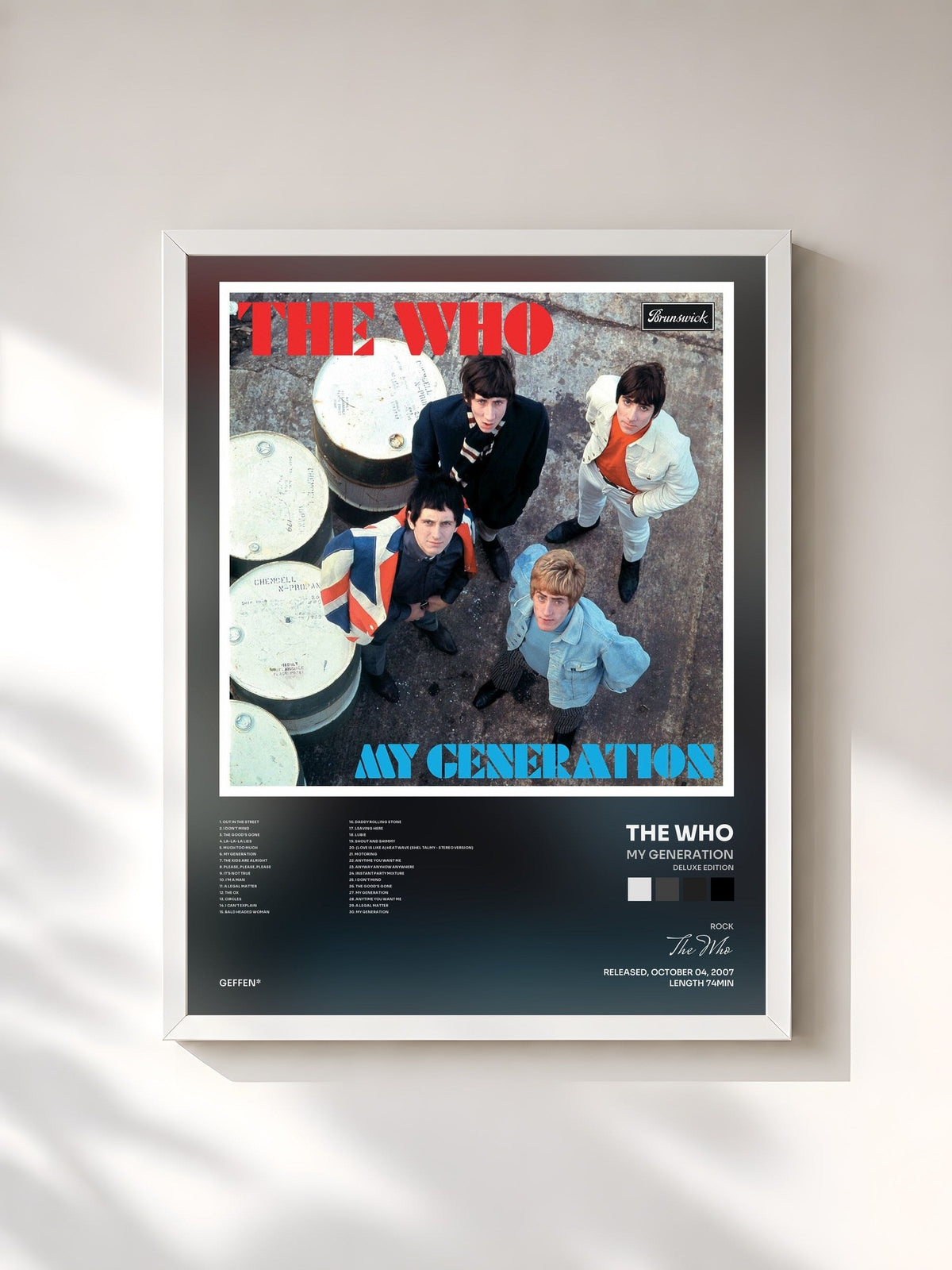 #blanc Tableau de l'album My Generation (Deluxe Edition) de The Who, cadre blanc, imprimé et encadré en France