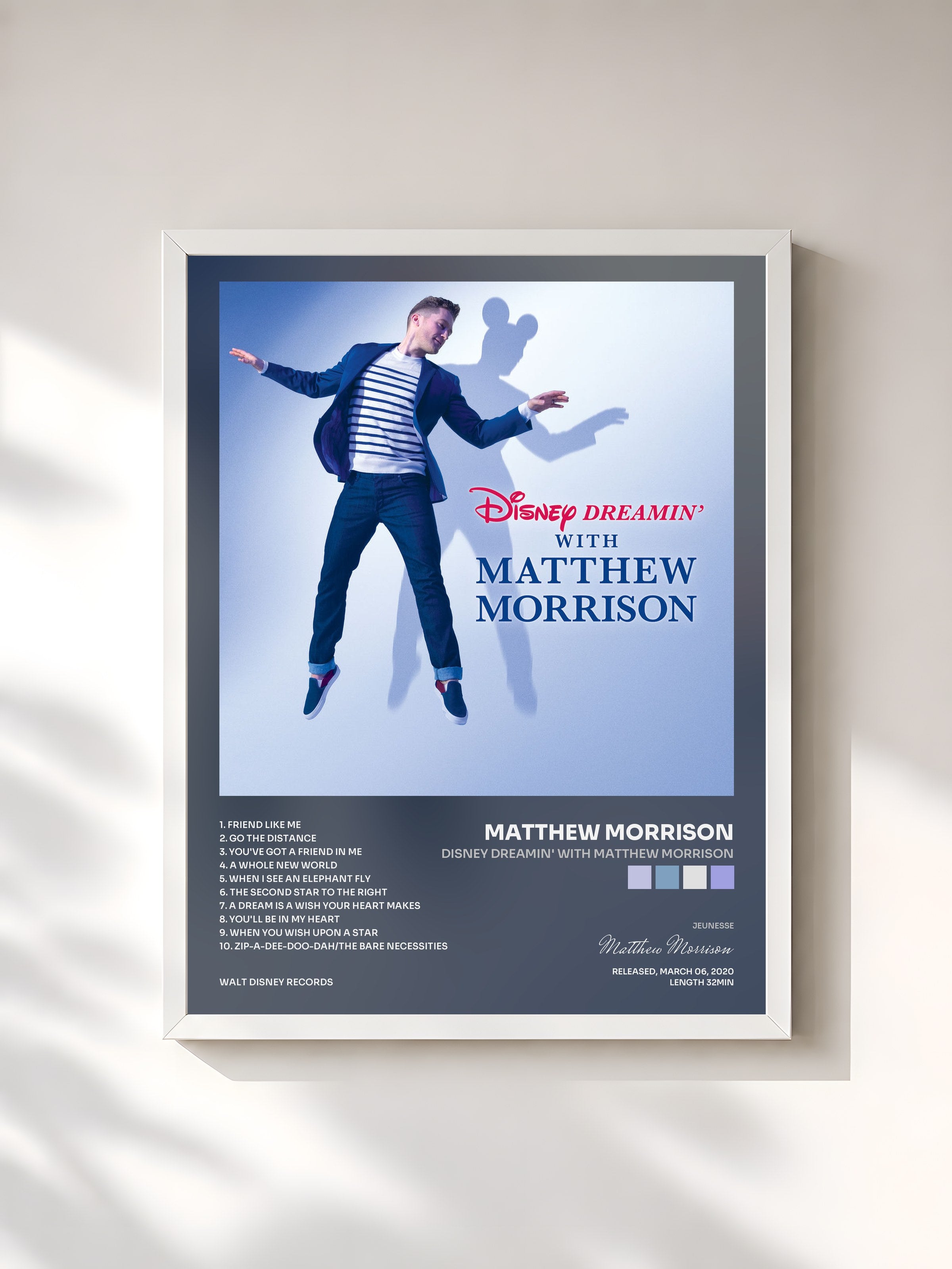 #blanc Tableau de l'album Disney Dreamin' with Matthew Morrison de Matthew Morrison, cadre blanc, imprimé et encadré en France