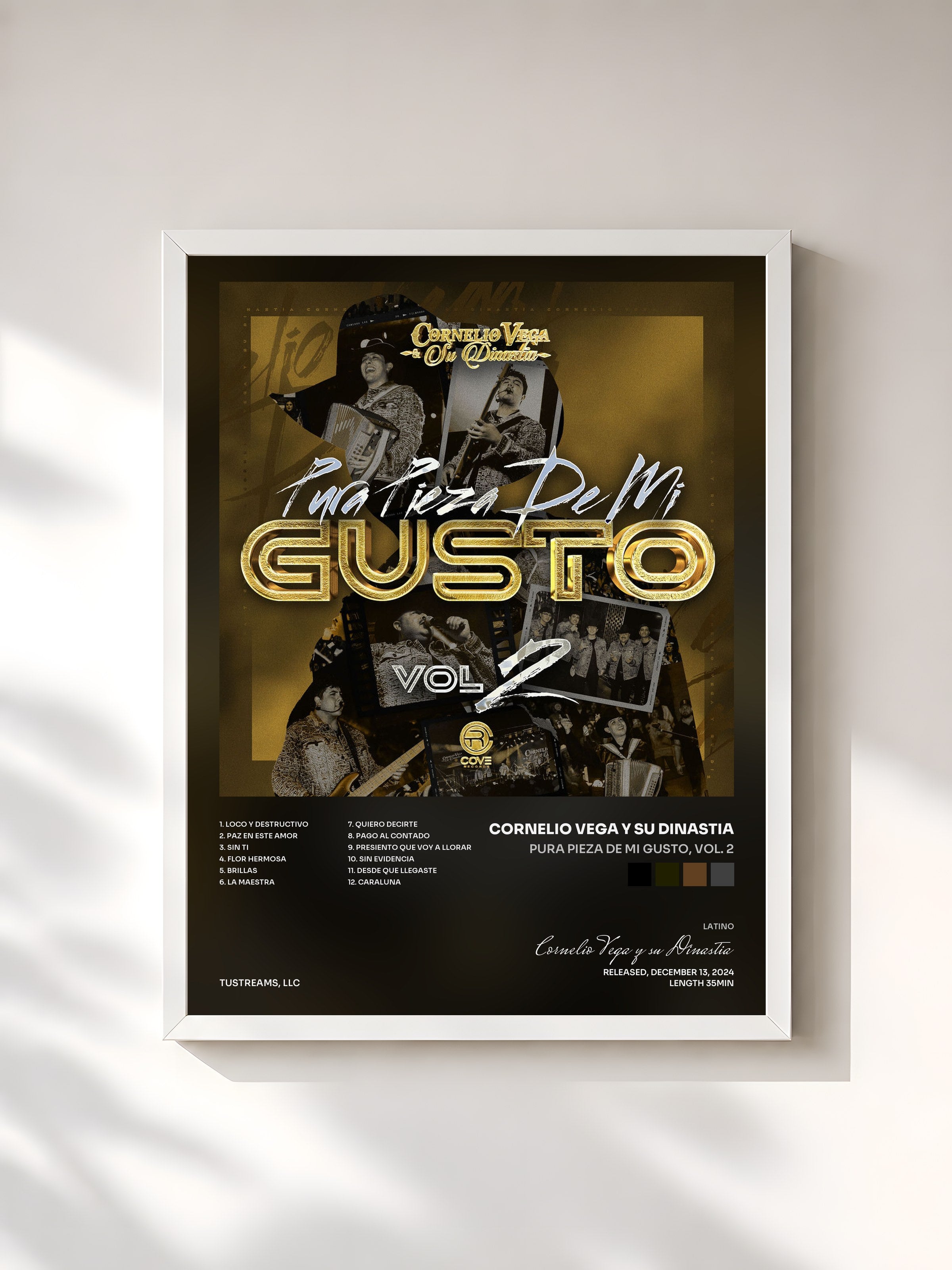 #blanc Tableau de l'album Pura Pieza De Mi Gusto, Vol. 2 de Cornelio Vega y su Dinastia, cadre blanc, imprimé et encadré en France