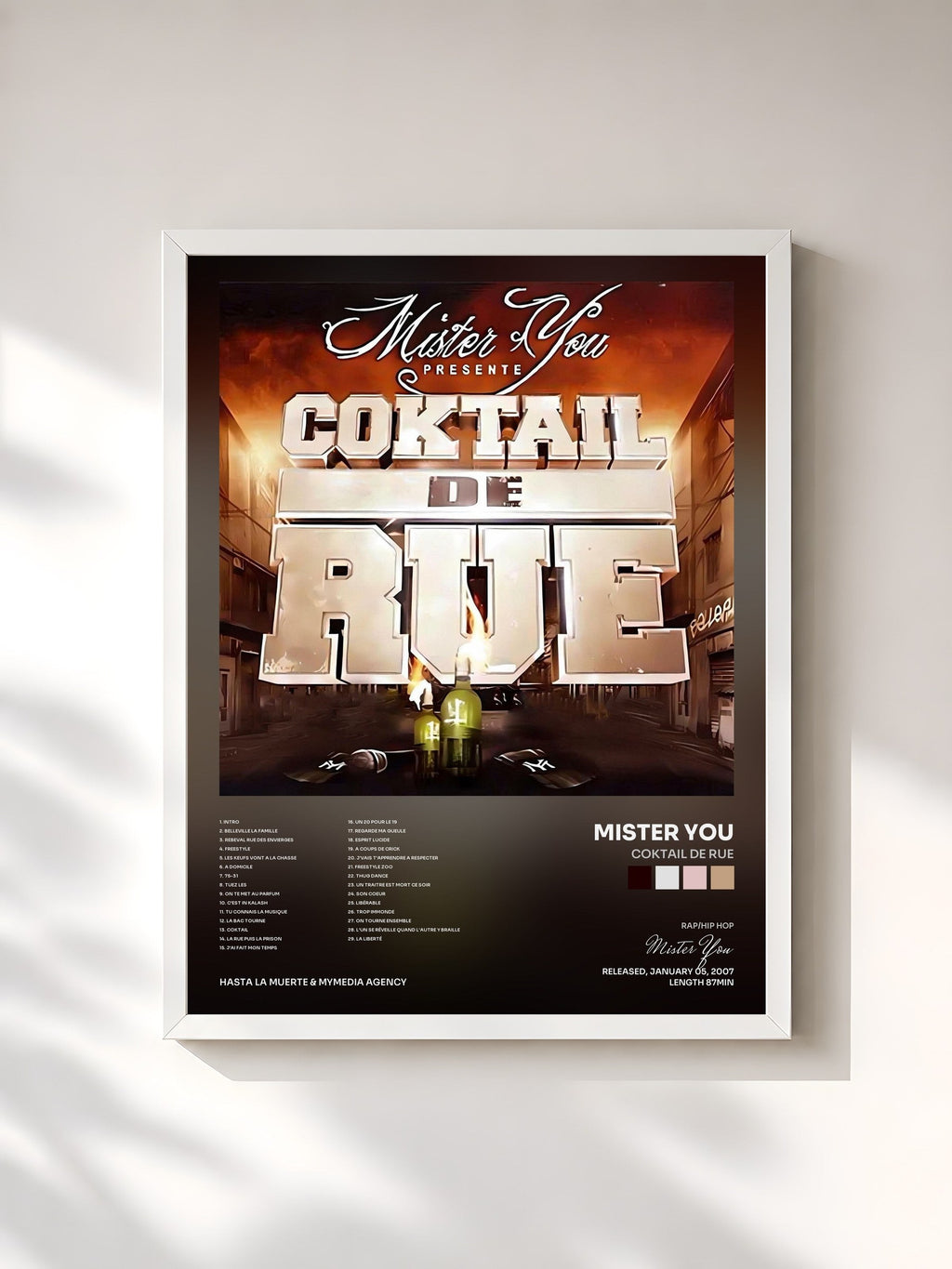 #blanc Tableau de l'album Coktail De Rue de Mister You, cadre blanc, imprimé et encadré en France