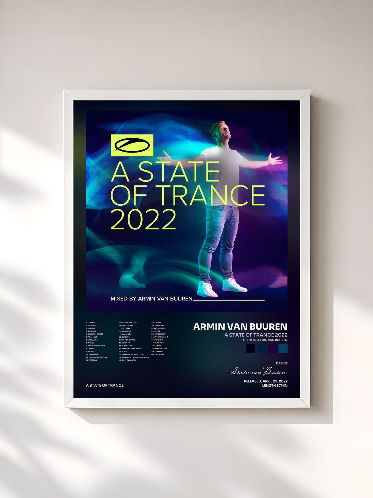 #blanc Tableau de l'album A State Of Trance 2022 (Mixed by Armin van Buuren) de Armin van Buuren, cadre blanc, imprimé et encadré en France