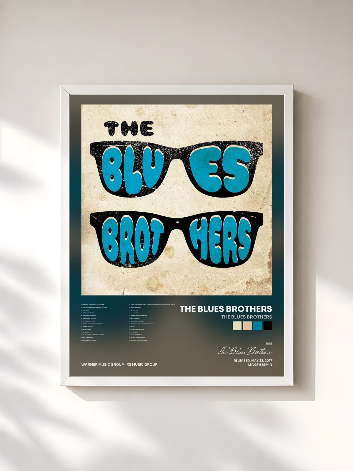 #blanc The Blues Brothers by The Blues Brothers as a framed art print, white frame, printed and framed in France