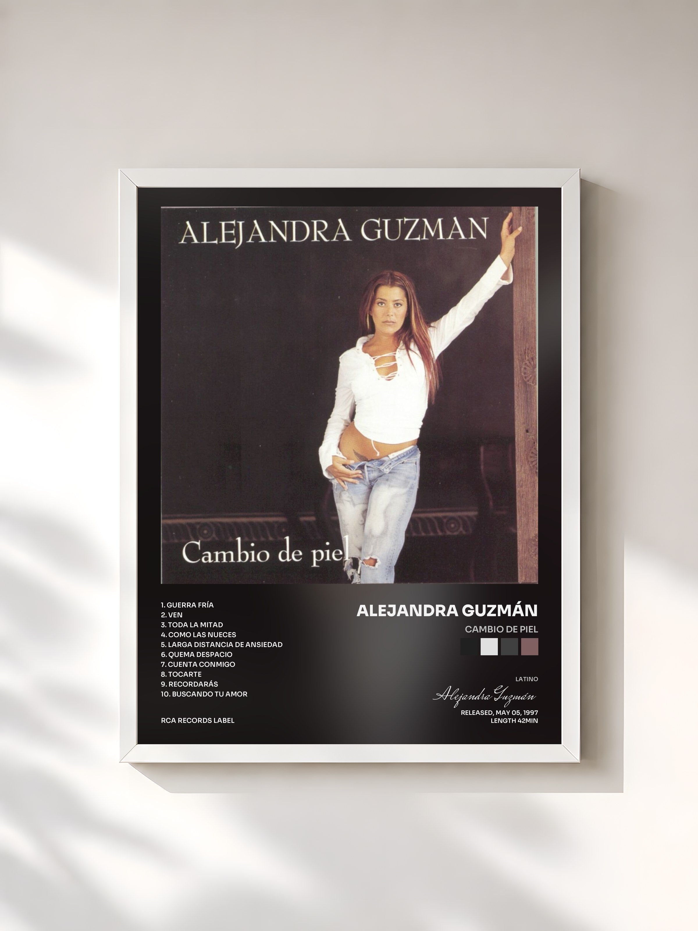 #blanc Tableau de l'album Cambio De Piel de Alejandra Guzmán, cadre blanc, imprimé et encadré en France