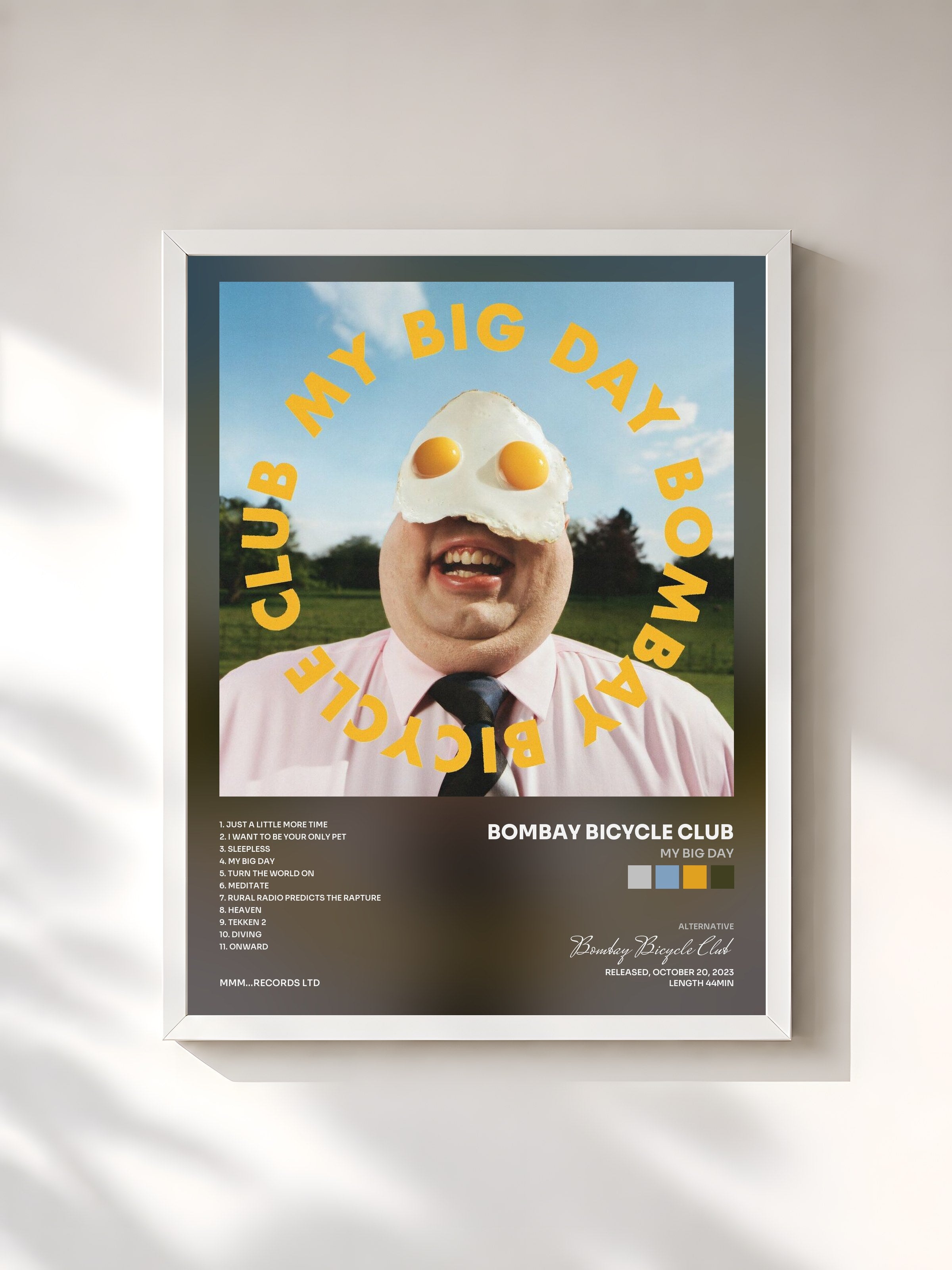 #blanc Tableau de l'album My Big Day de Bombay Bicycle Club, cadre blanc, imprimé et encadré en France