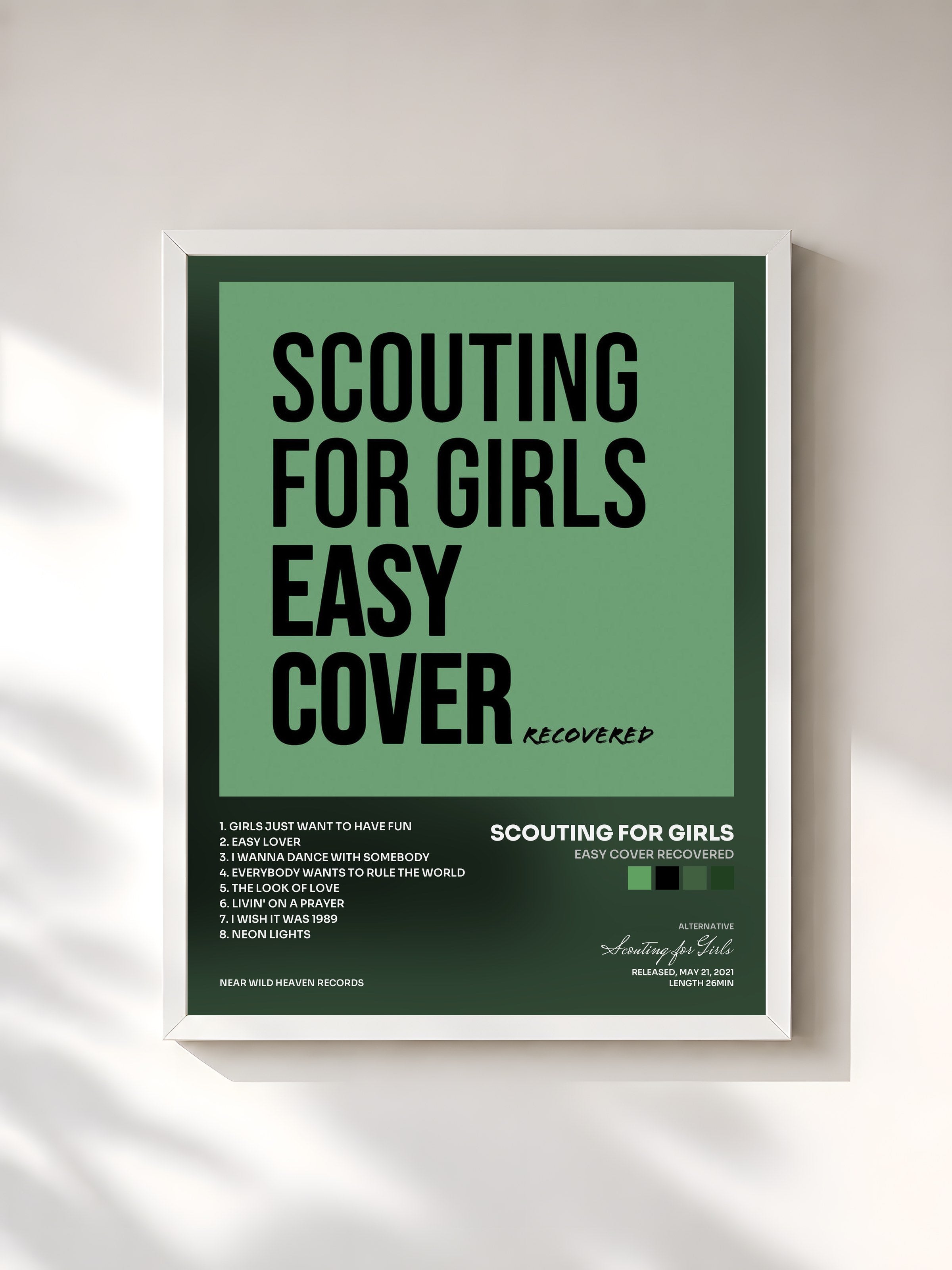 #blanc Tableau de l'album Easy Cover ReCoVeReD de Scouting for Girls, cadre blanc, imprimé et encadré en France