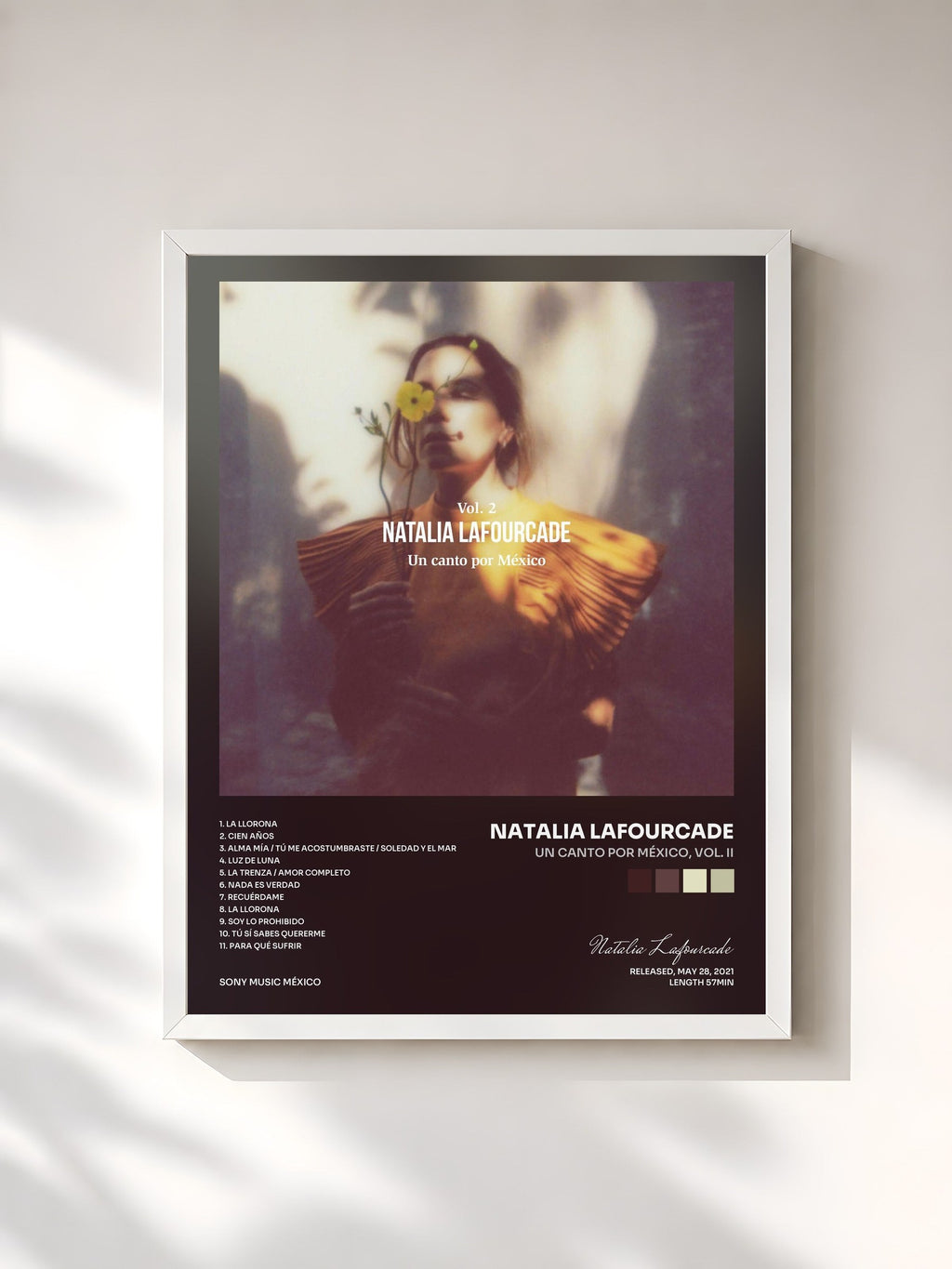 #blanc Tableau de l'album Un Canto por México, Vol. II de Natalia Lafourcade, cadre blanc, imprimé et encadré en France