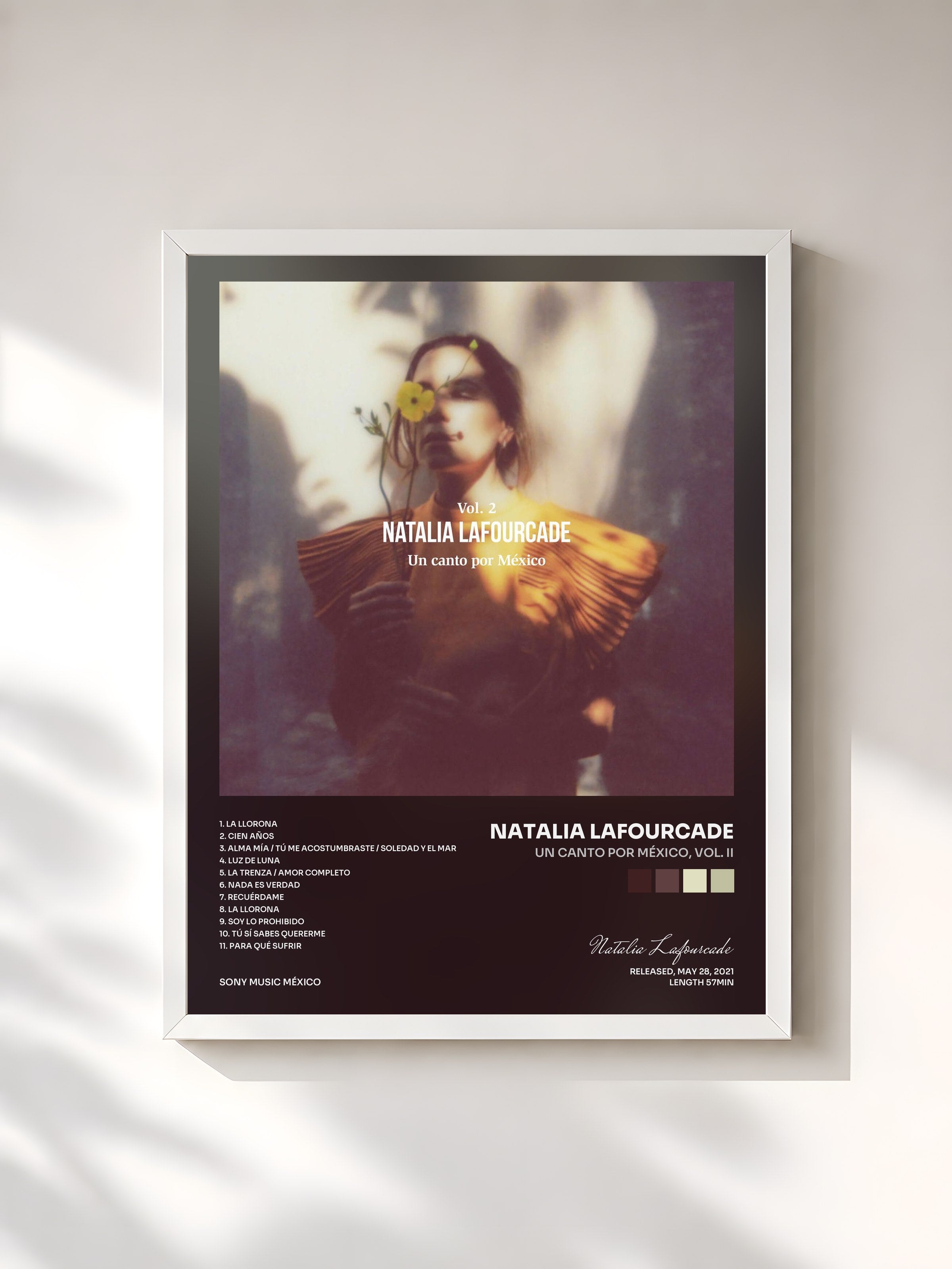 #blanc Tableau de l'album Un Canto por México, Vol. II de Natalia Lafourcade, cadre blanc, imprimé et encadré en France