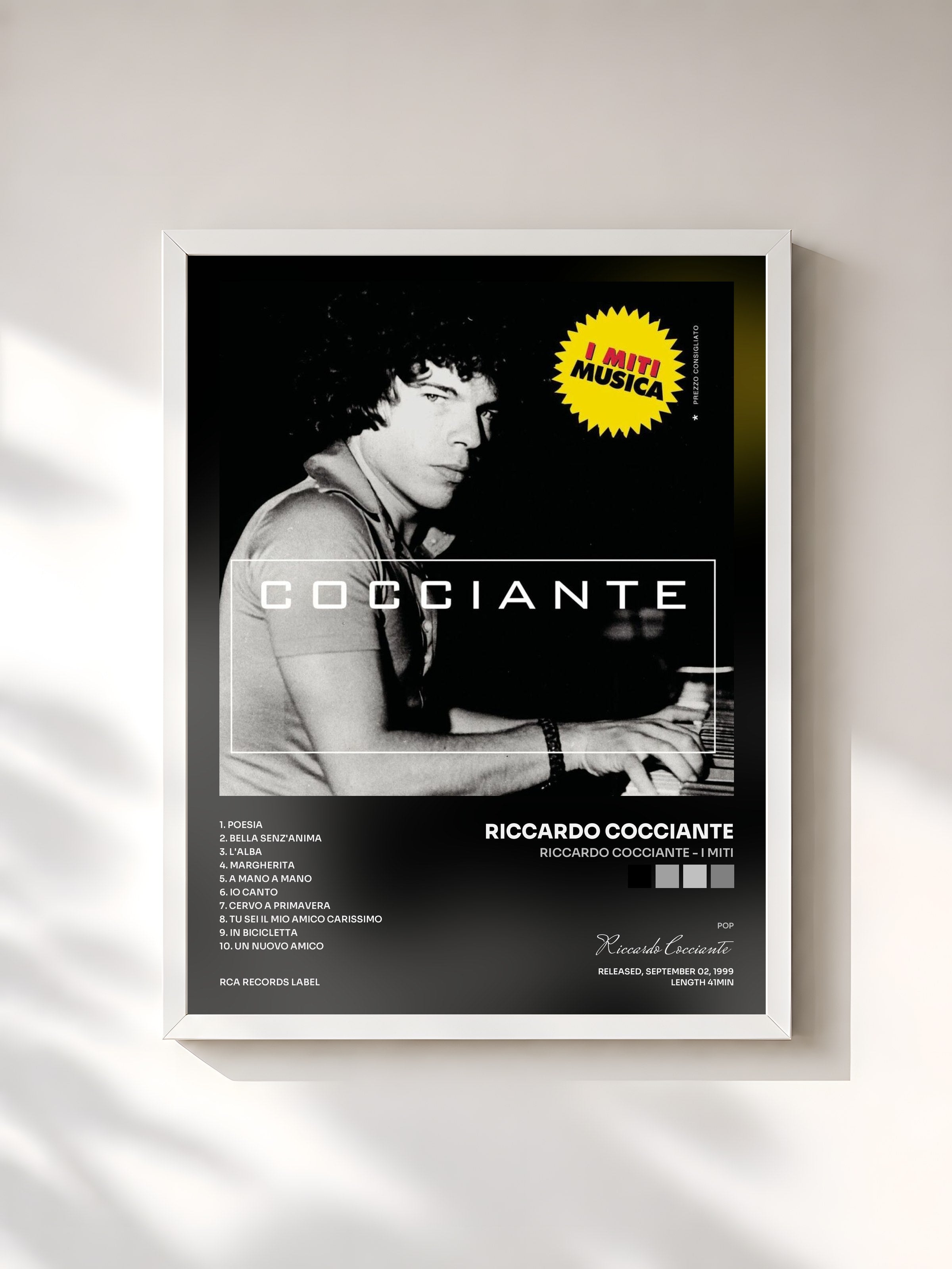 #blanc Tableau de l'album Riccardo Cocciante - I Miti de Riccardo Cocciante, cadre blanc, imprimé et encadré en France