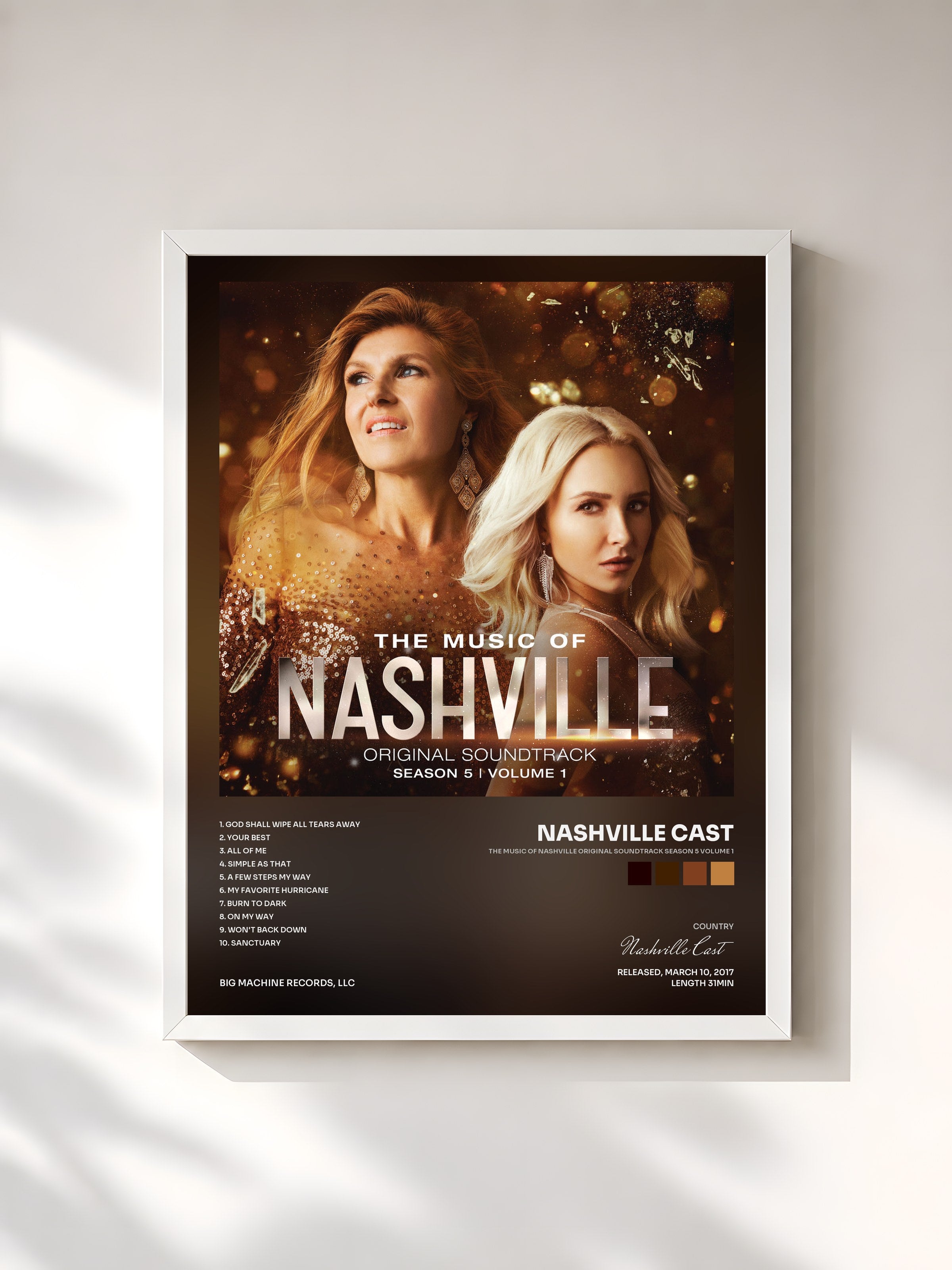 #blanc Tableau de l'album The Music Of Nashville Original Soundtrack Season 5 Volume 1 de Nashville Cast, cadre blanc, imprimé et encadré en France