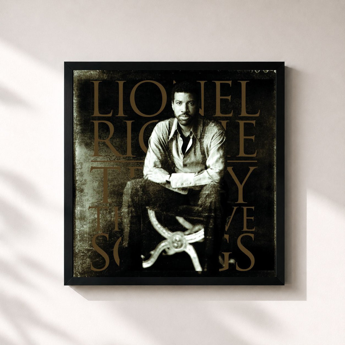 #noir Tableau carré de l'album Truly The Love Songs de Lionel Richie, cadre noir 32x32 cm