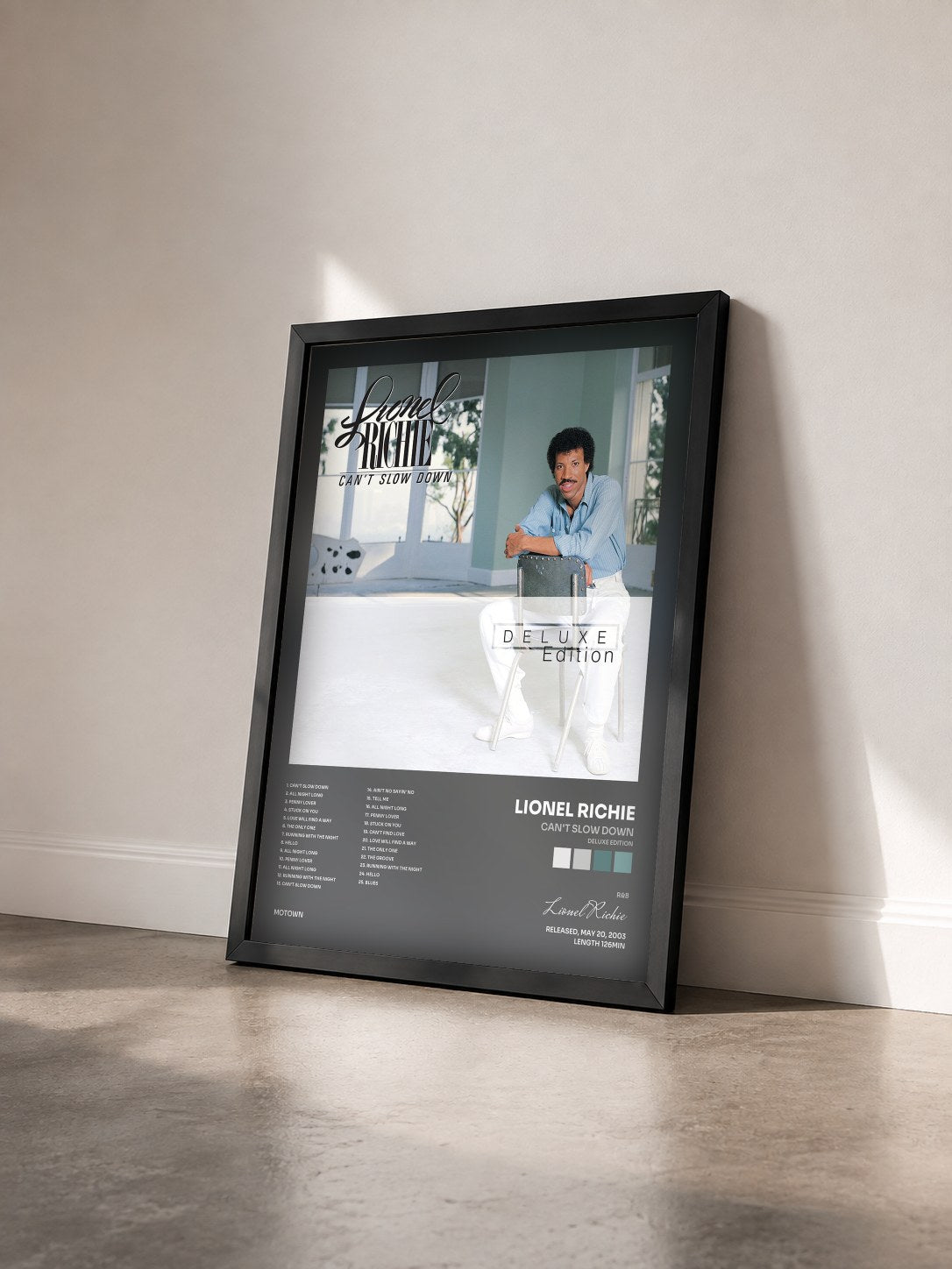 #noir Tableau de l'album Can't Slow Down (Deluxe Edition) de Lionel Richie vu de trois quarts, cadre noir