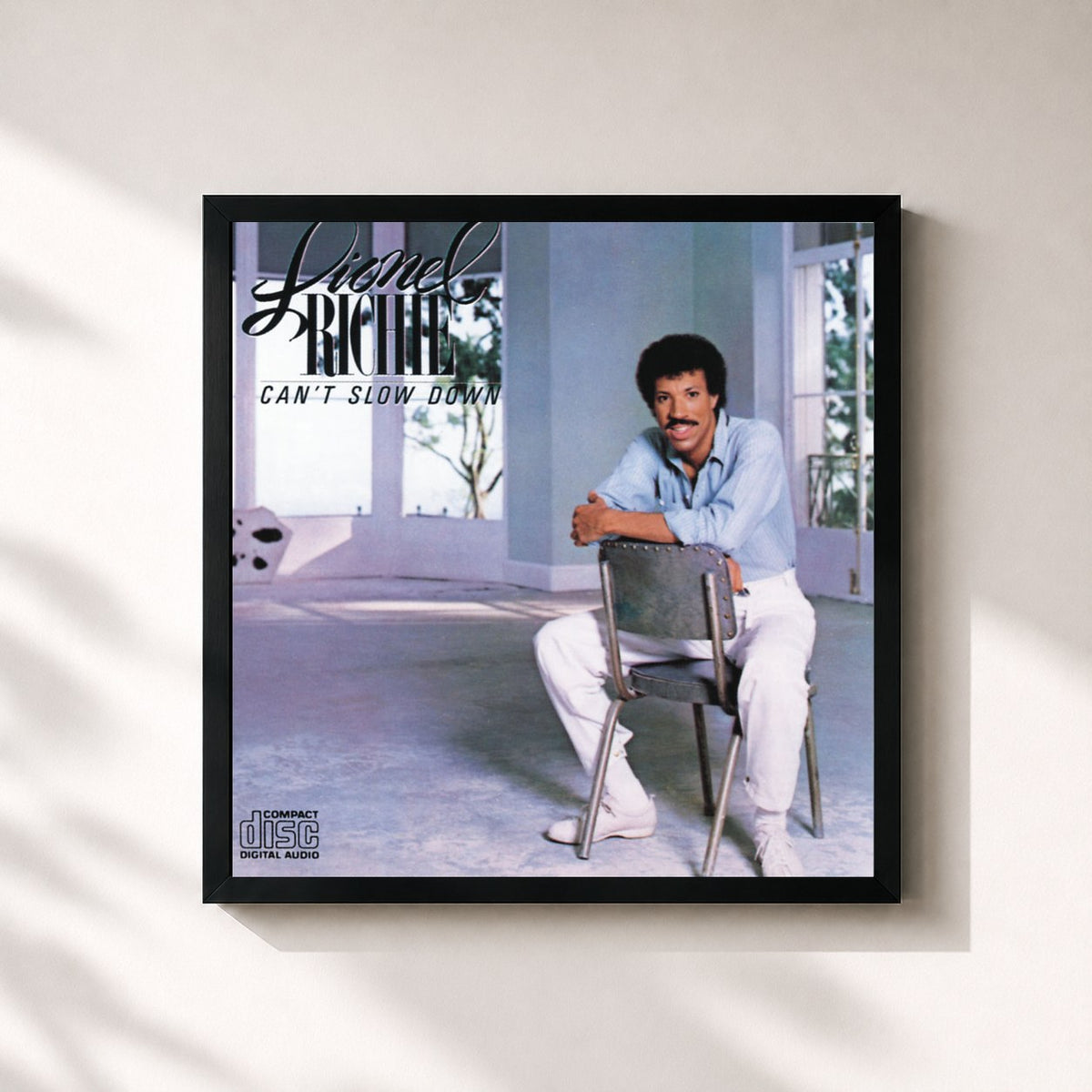 #noir Tableau carré de l'album Can't Slow Down de Lionel Richie, cadre noir 32x32 cm