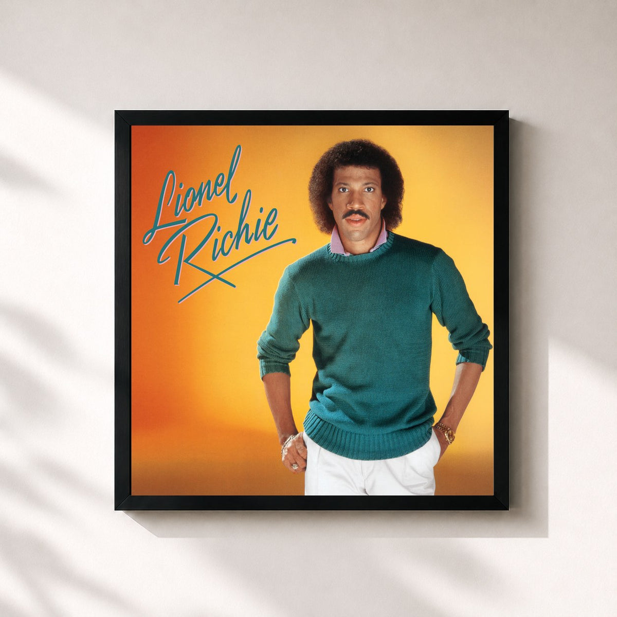 #noir Tableau carré de l'album Lionel Richie de Lionel Richie, cadre noir 32x32 cm