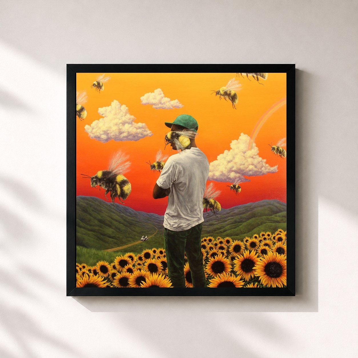 #noir Tableau carré de l'album Flower Boy de Tyler, The Creator, cadre noir 32x32 cm