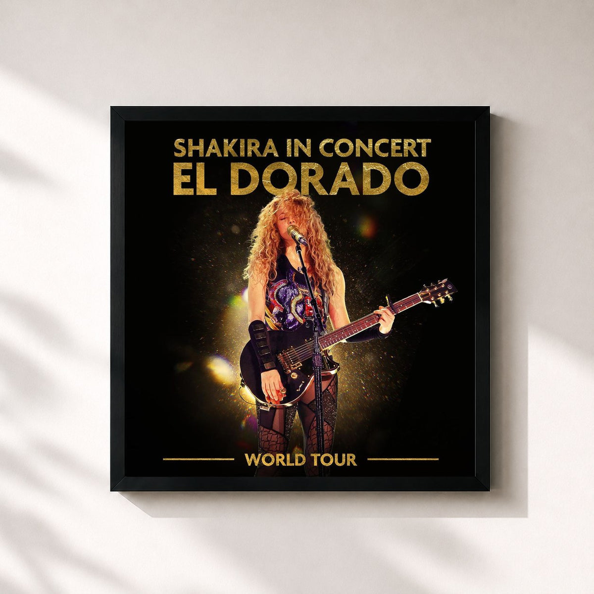 #noir Tableau carré de l'album Shakira In Concert: El Dorado World Tour de Shakira, cadre noir 32x32 cm