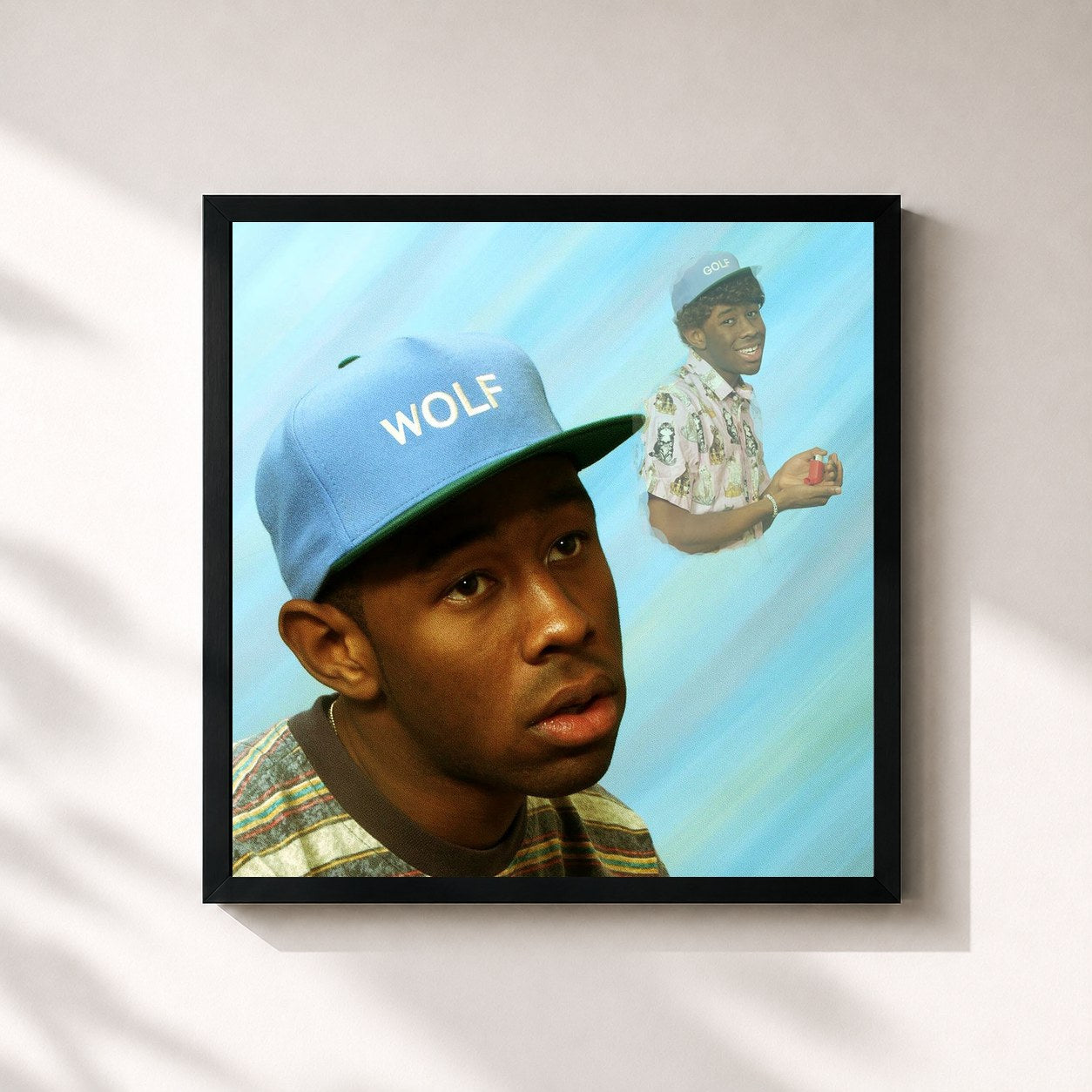 #noir Wolf de Tyler, The Creator en lámina cuadrada enmarcada, marco negro de 32x32 cm