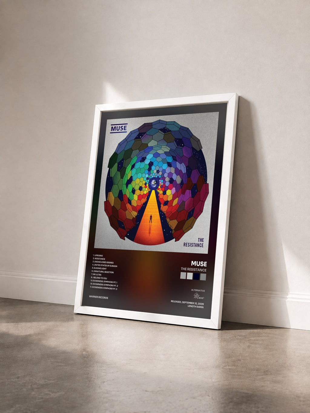 #blanc Tableau de l'album The Resistance de Muse vu de trois quarts, cadre blanc