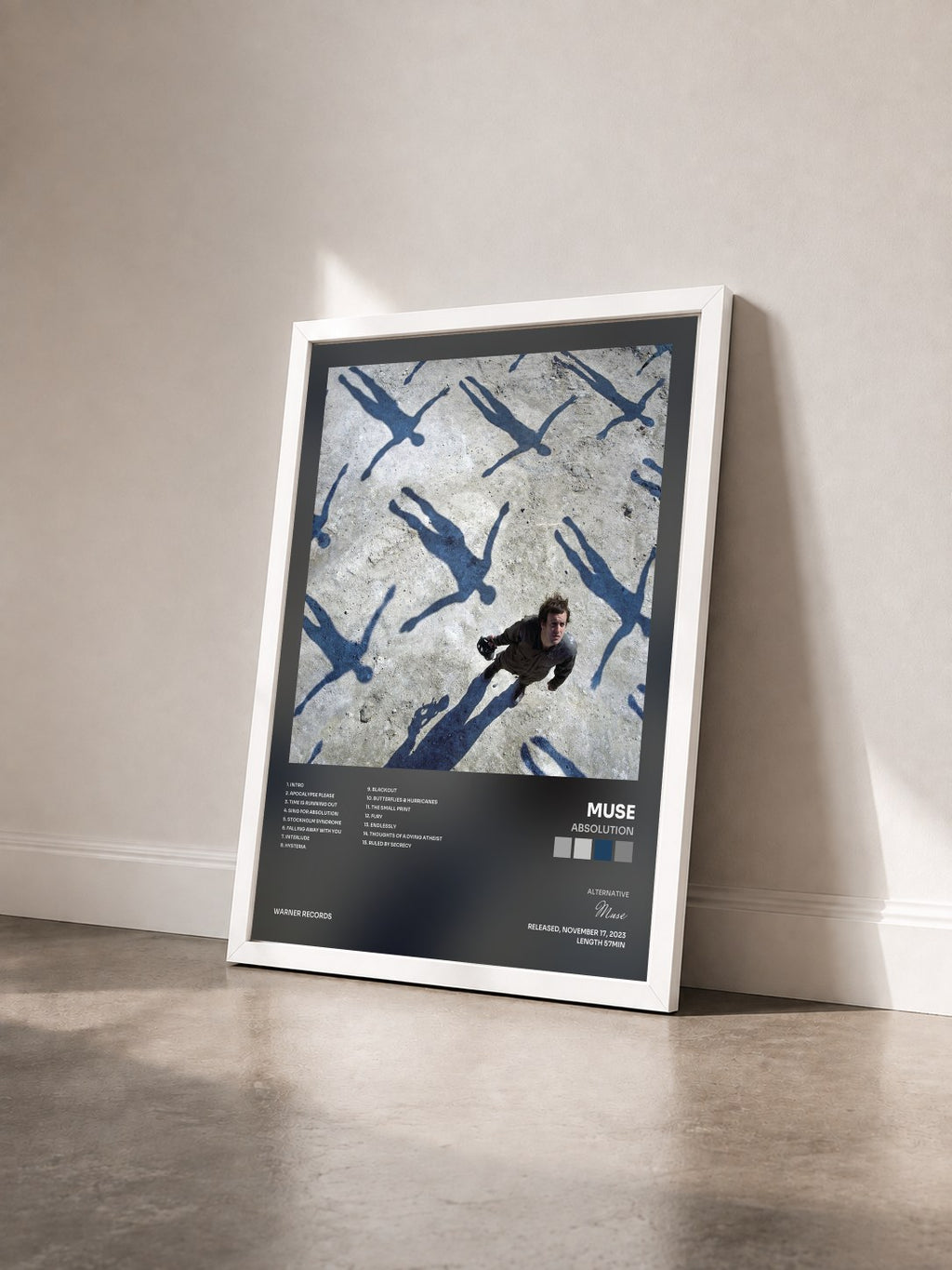 #blanc Tableau de l'album Absolution de Muse vu de trois quarts, cadre blanc