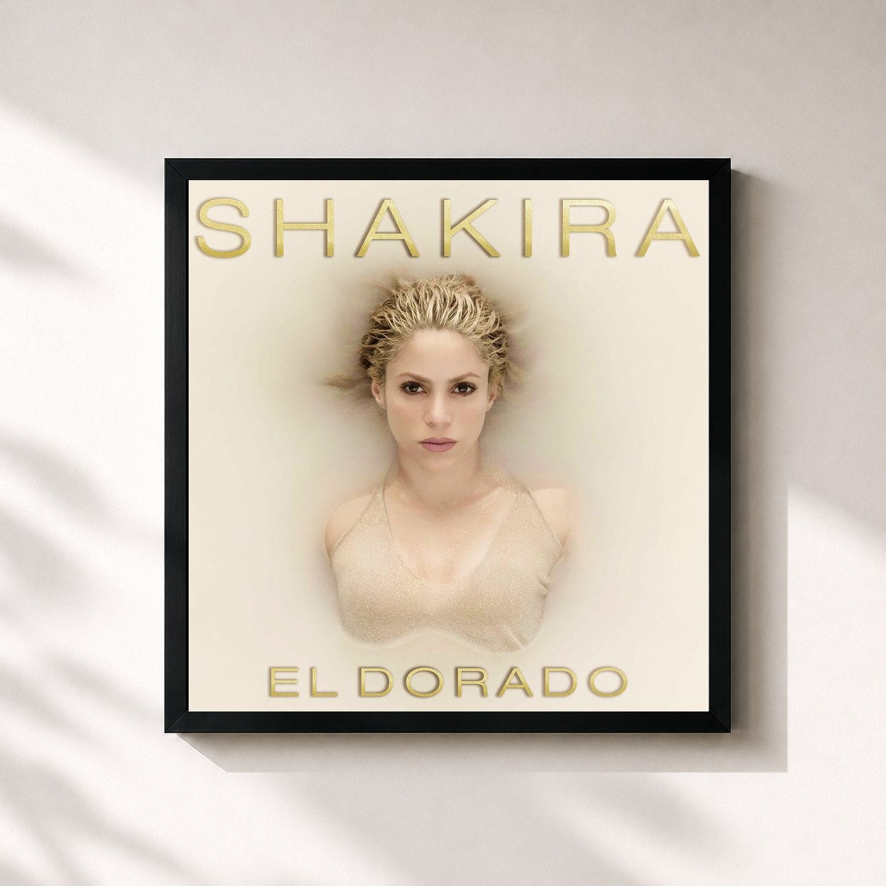 #noir Tableau carré de l'album El Dorado de Shakira, cadre noir 32x32 cm