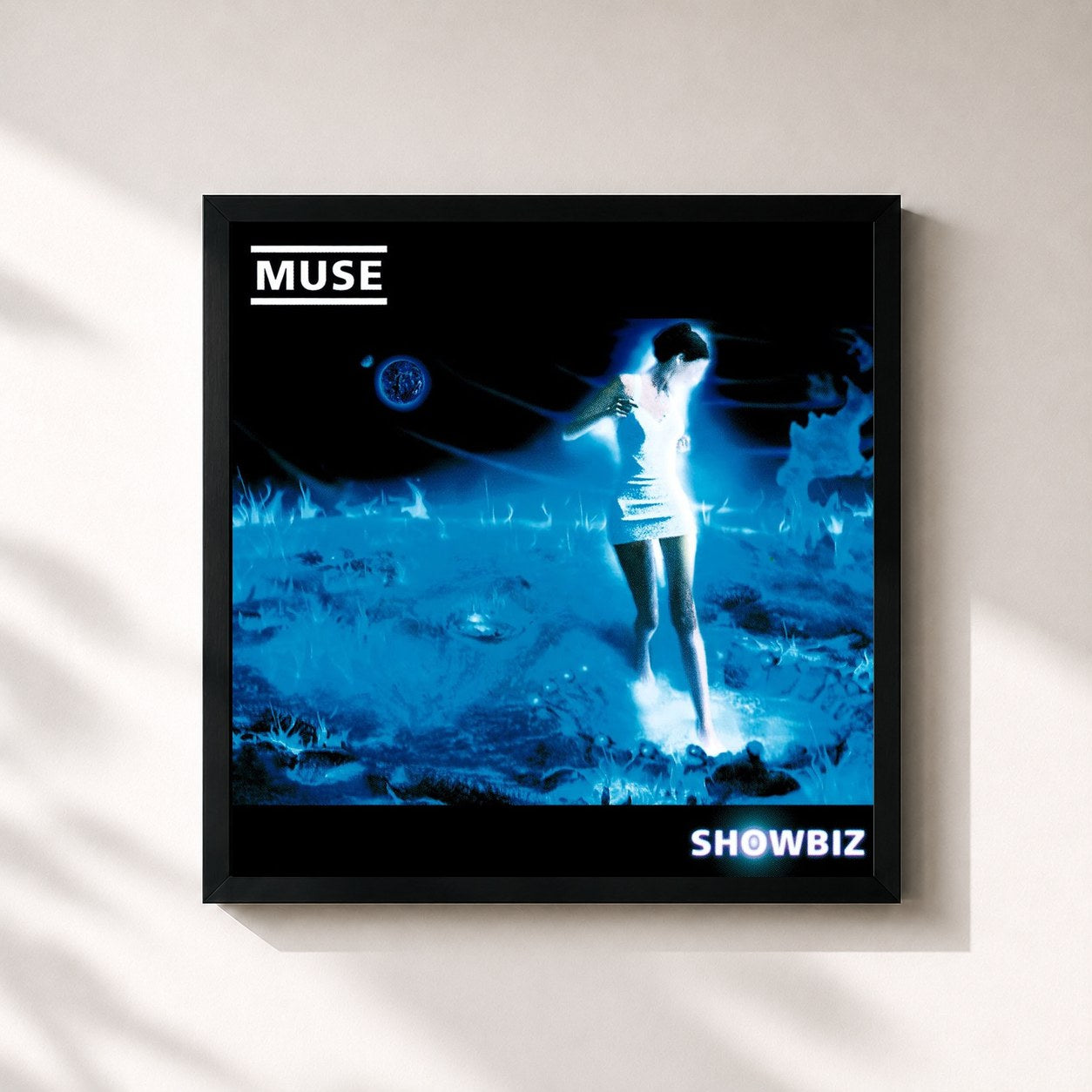#noir Tableau carré de l'album Showbiz de Muse, cadre noir 32x32 cm