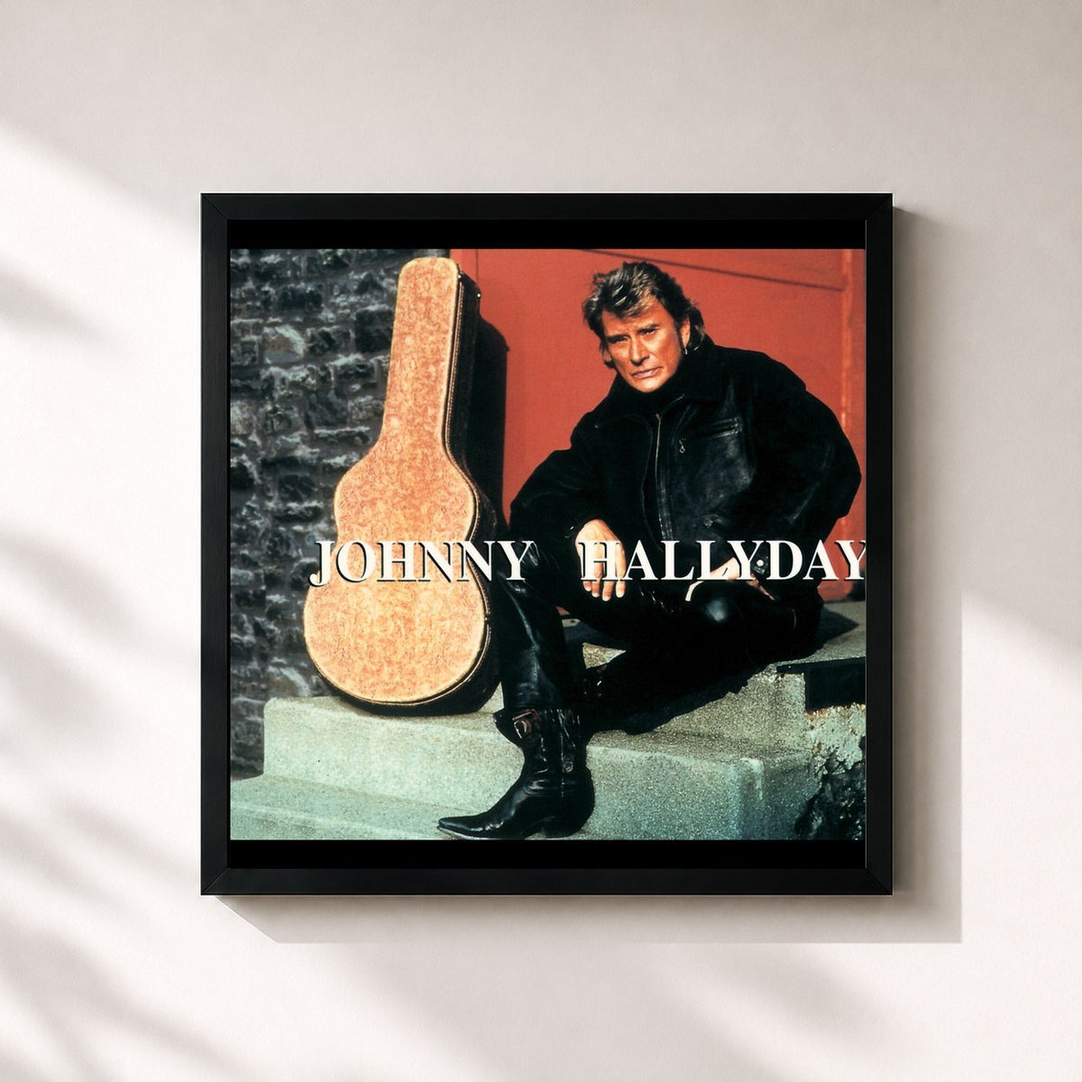 #noir Lorada di Johnny Hallyday in stampa quadrata incorniciata, cornice nera 32x32 cm