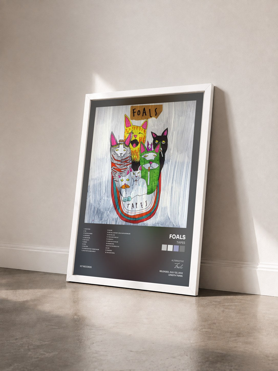 #blanc Tableau de l'album Tapes de Foals vu de trois quarts, cadre blanc