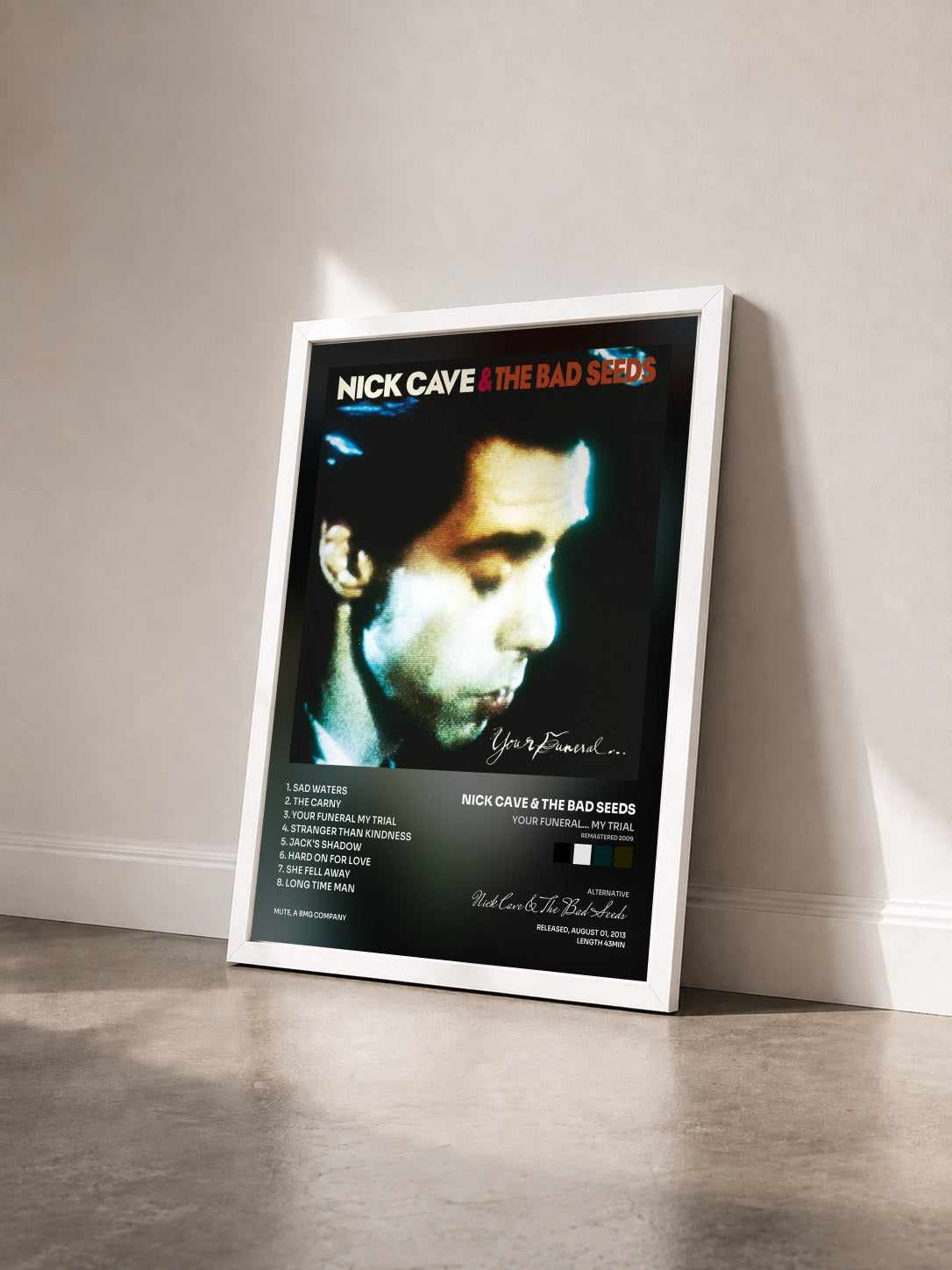 #blanc Tableau de l'album Your Funeral... My Trial (Remastered 2009) de Nick Cave & The Bad Seeds vu de trois quarts, cadre blanc