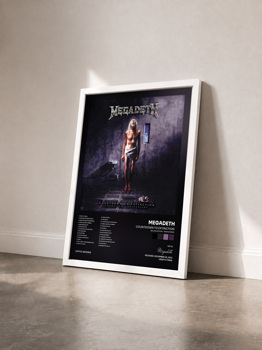 #blanc Tableau de l'album Countdown To Extinction (Deluxe Edition - Remastered) de Megadeth vu de trois quarts, cadre blanc