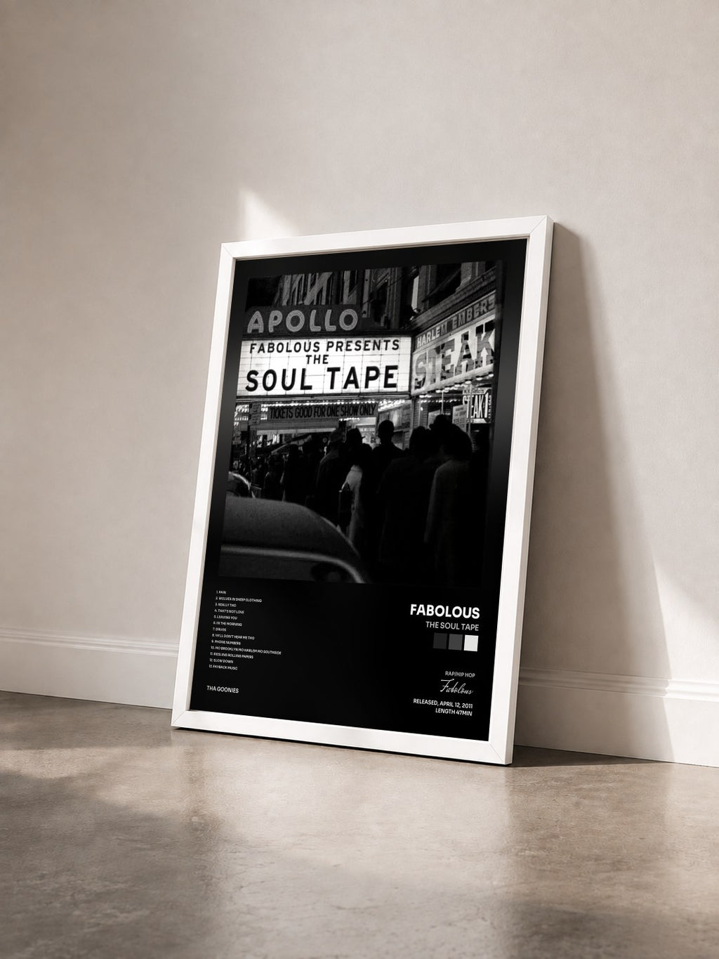 #blanc Tableau de l'album The Soul Tape de Fabolous vu de trois quarts, cadre blanc