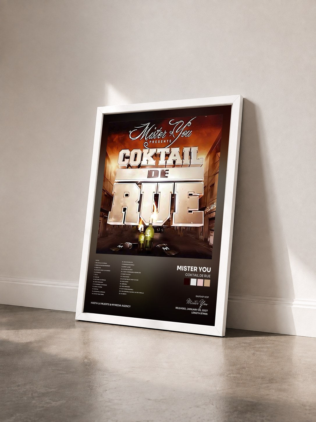 #blanc Tableau de l'album Coktail De Rue de Mister You vu de trois quarts, cadre blanc