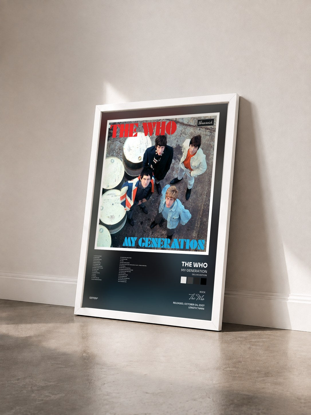 #blanc Tableau de l'album My Generation (Deluxe Edition) de The Who vu de trois quarts, cadre blanc