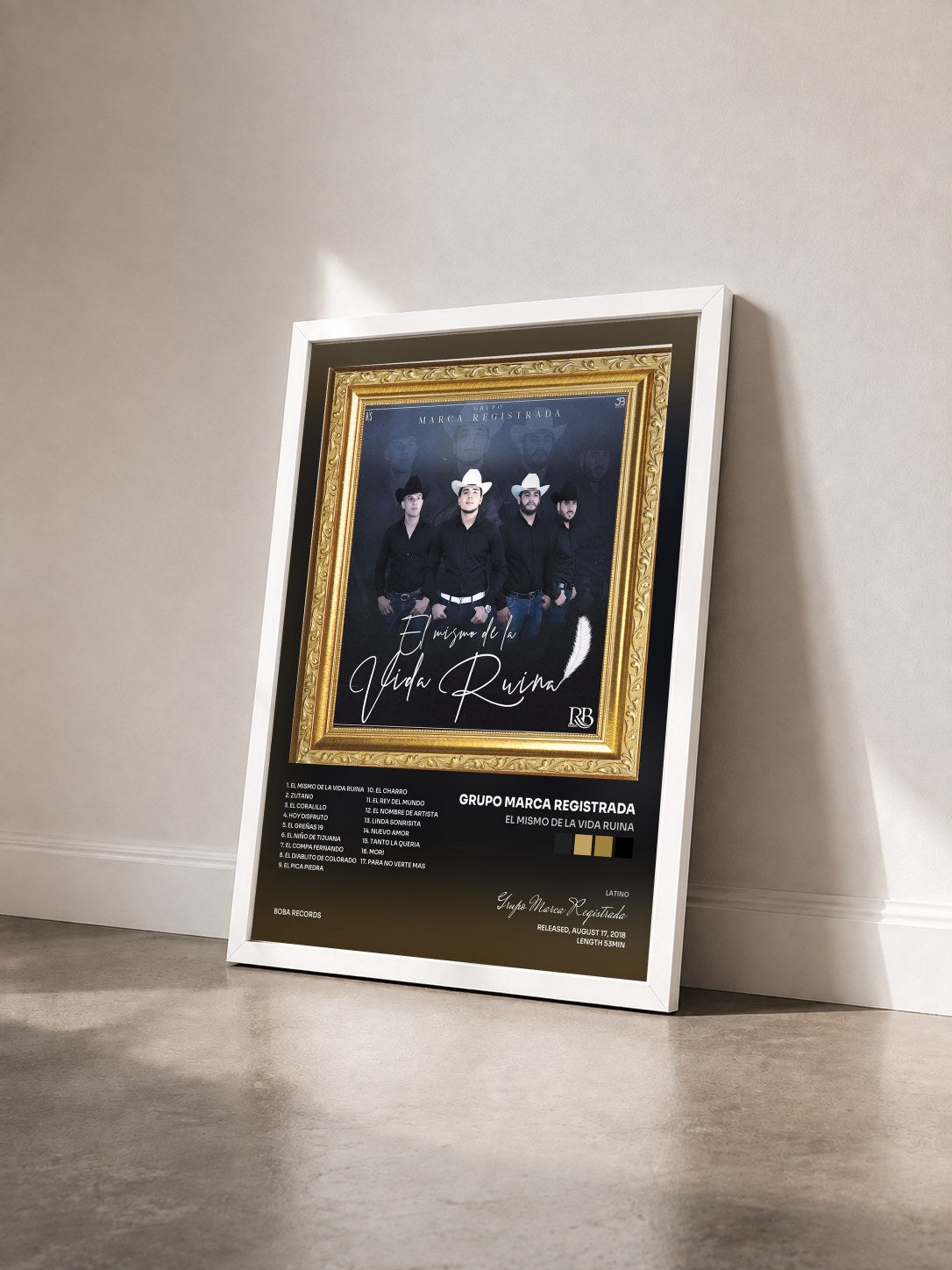 #blanc Tableau de l'album El Mismo De La Vida Ruina de Grupo Marca Registrada vu de trois quarts, cadre blanc