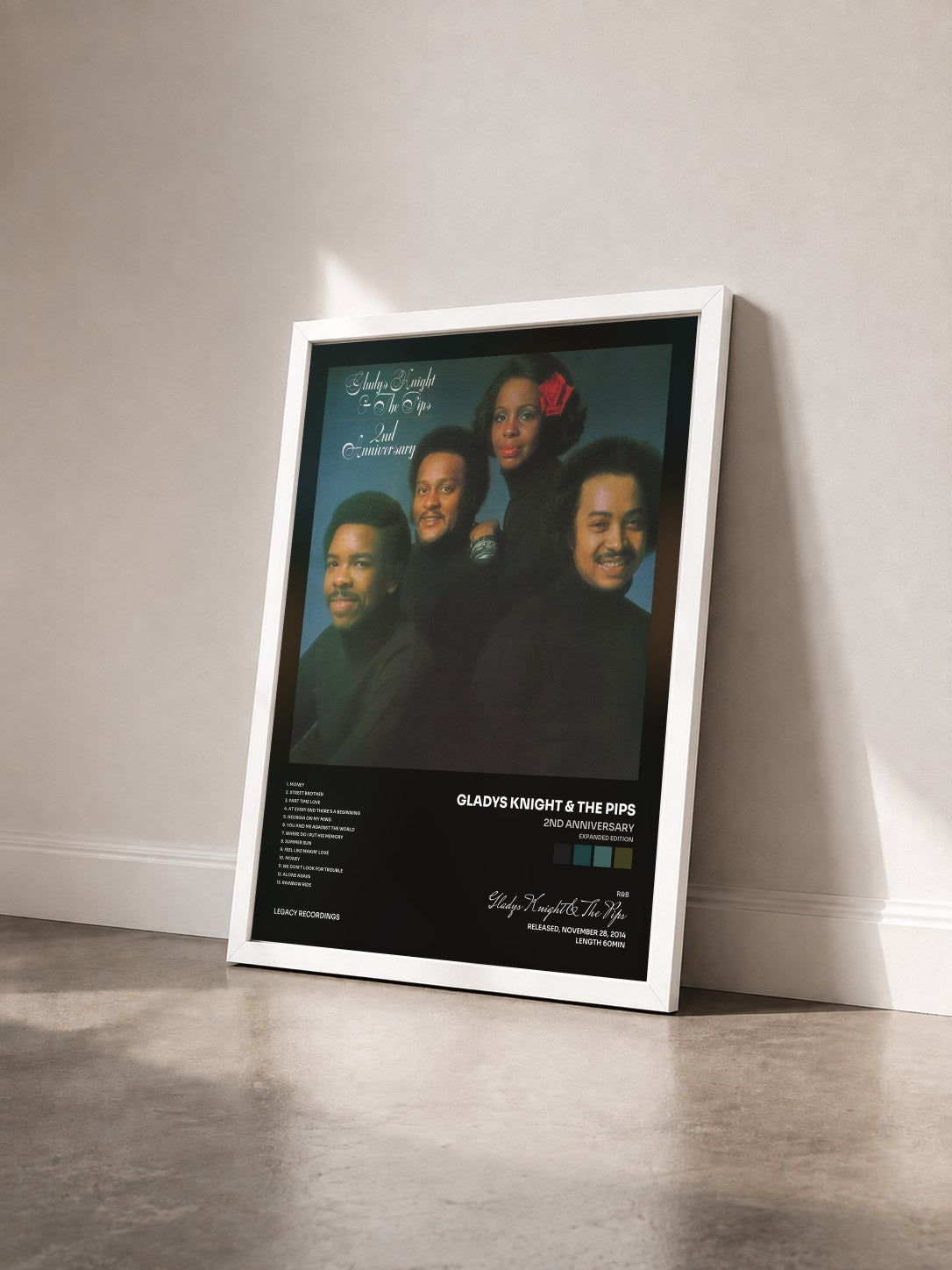 #blanc Tableau de l'album 2nd Anniversary (Expanded Edition) de Gladys Knight & The Pips vu de trois quarts, cadre blanc