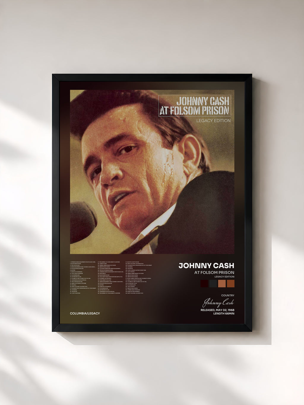 #noir Tableau de l'album At Folsom Prison (Legacy Edition) de Johnny Cash, cadre noir, imprimé et encadré en France