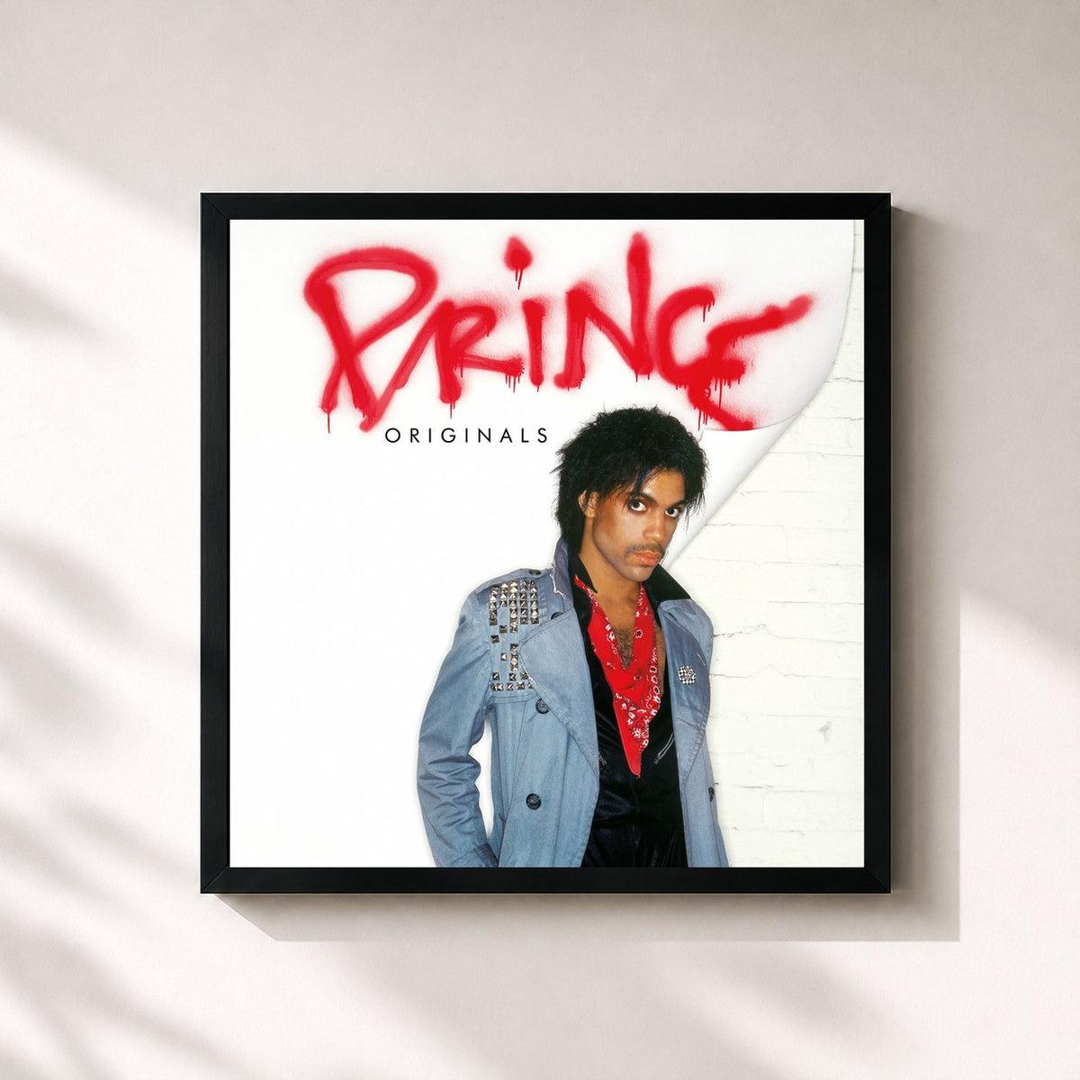 #noir Tableau carré de l'album Originals de Prince, cadre noir 32x32 cm