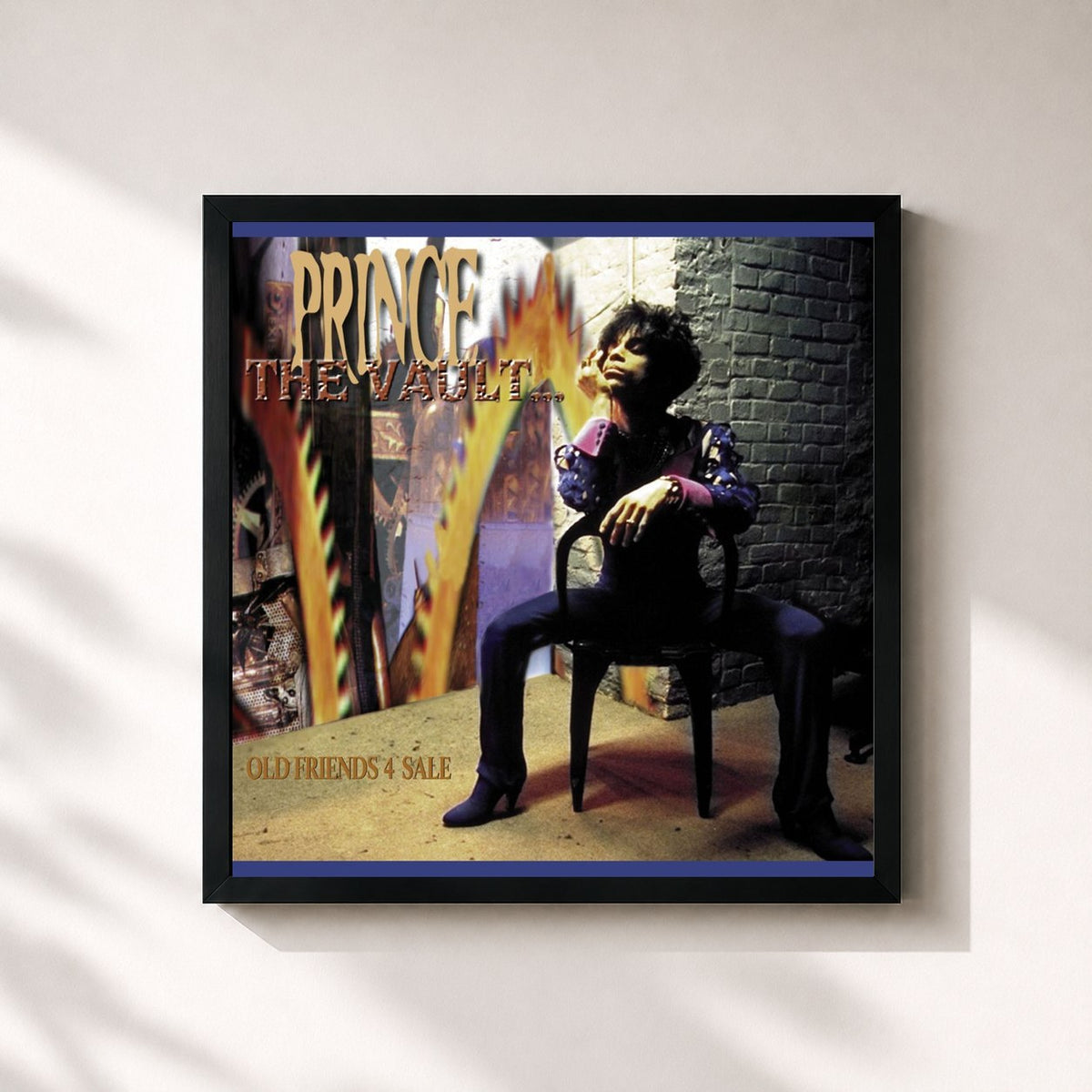 #noir Tableau carré de l'album The Vault - Old Friends 4 Sale de Prince, cadre noir 32x32 cm
