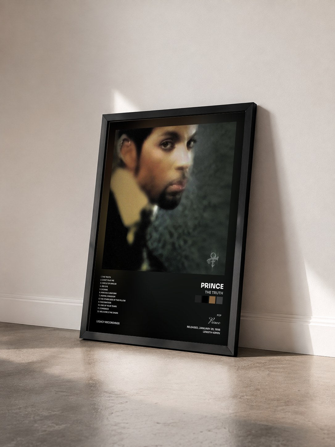 #noir Tableau de l'album The Truth de Prince vu de trois quarts, cadre noir