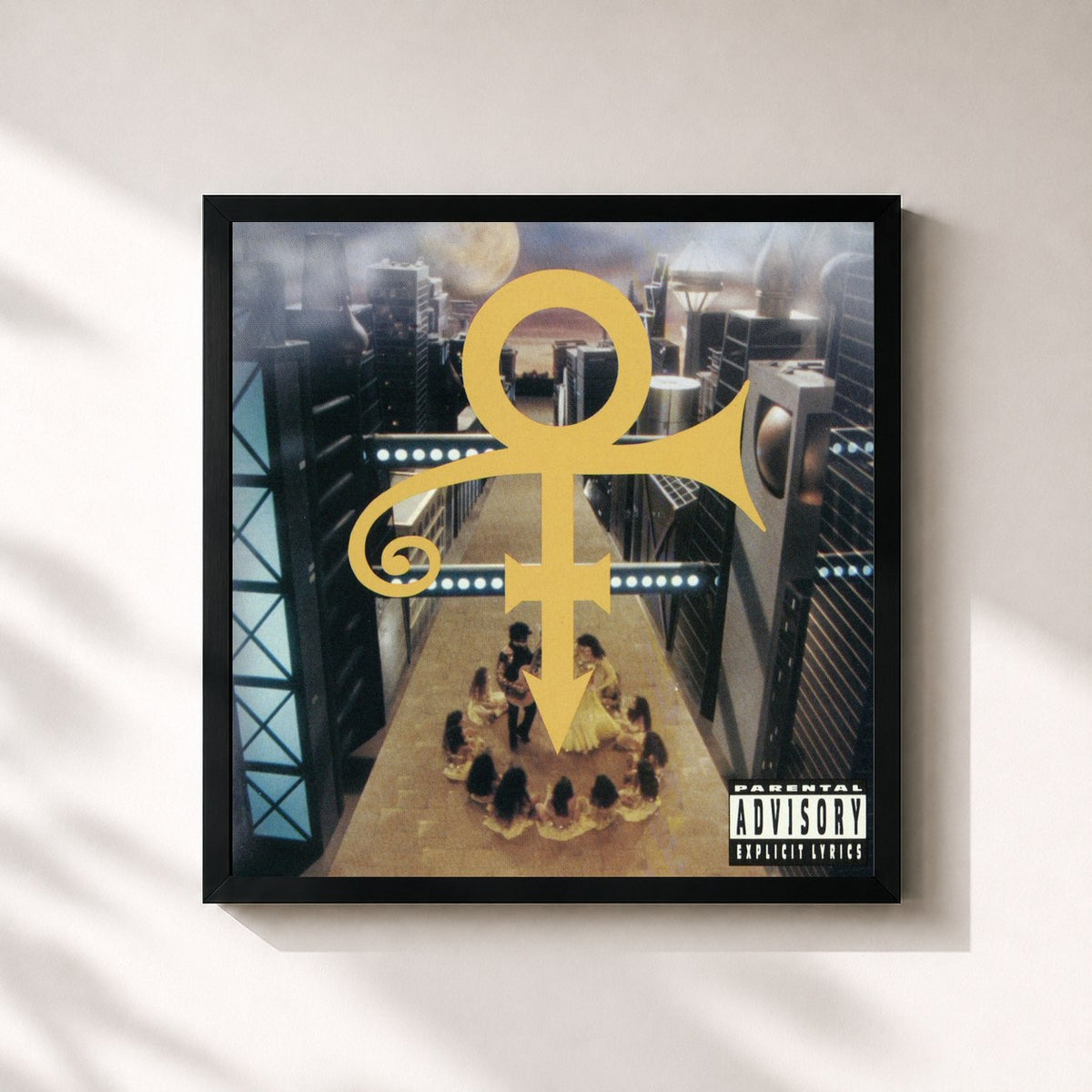 #noir Tableau carré de l'album [Love Symbol] de Prince, cadre noir 32x32 cm