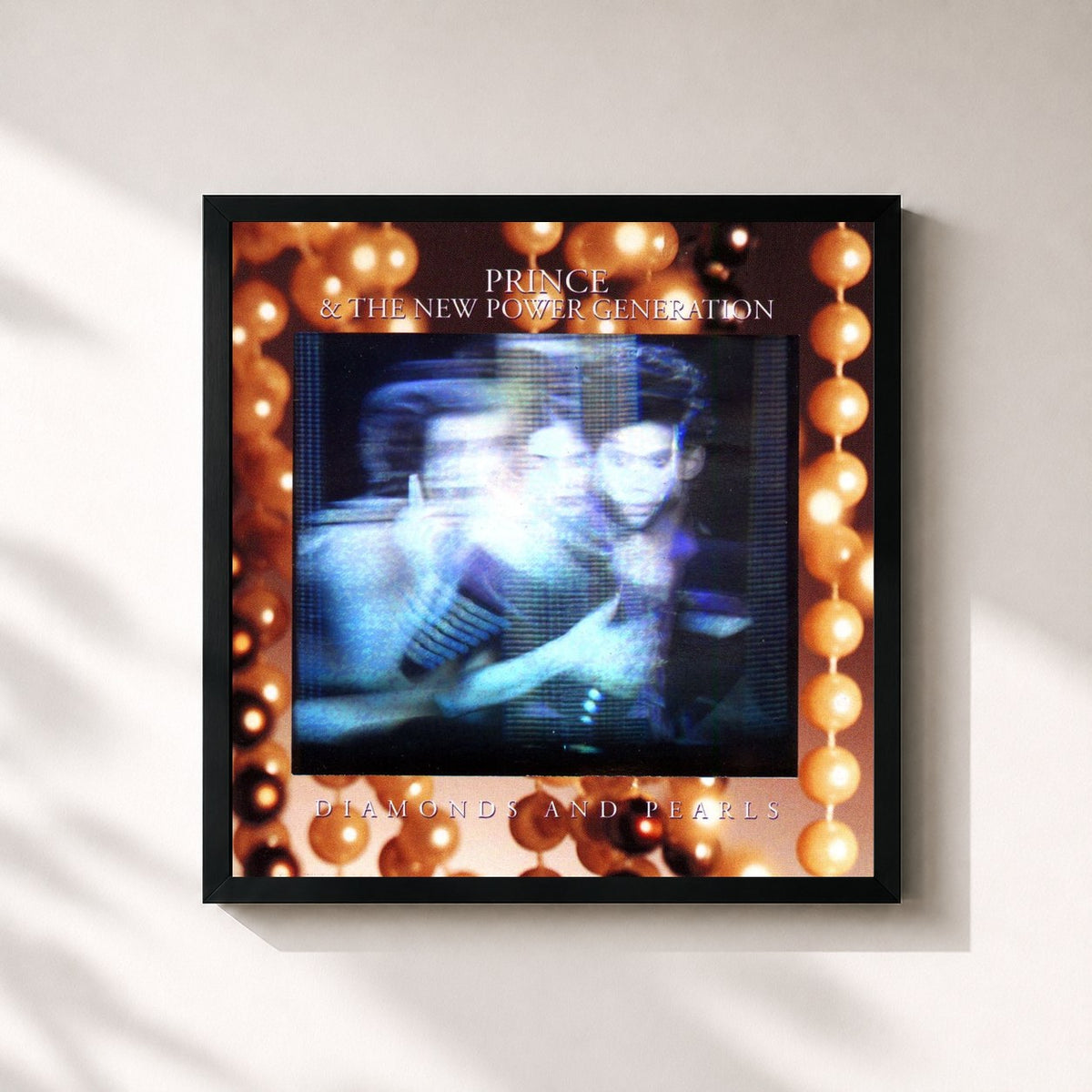 #noir Tableau carré de l'album Diamonds and Pearls de Prince, cadre noir 32x32 cm