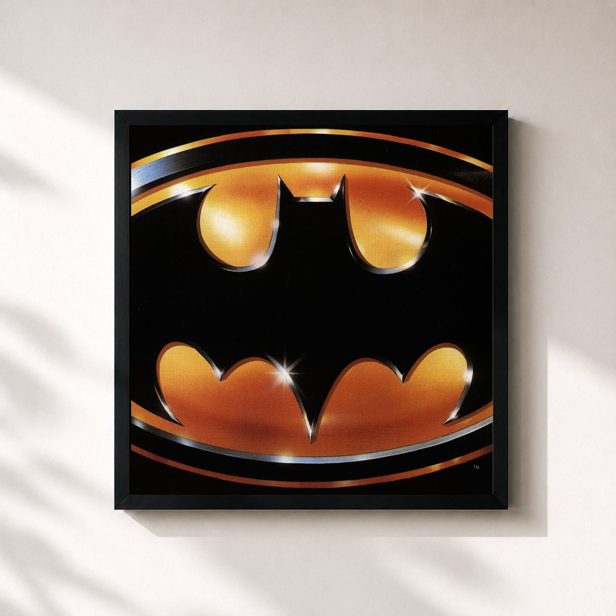 #noir Tableau carré de l'album Batman de Prince, cadre noir 32x32 cm